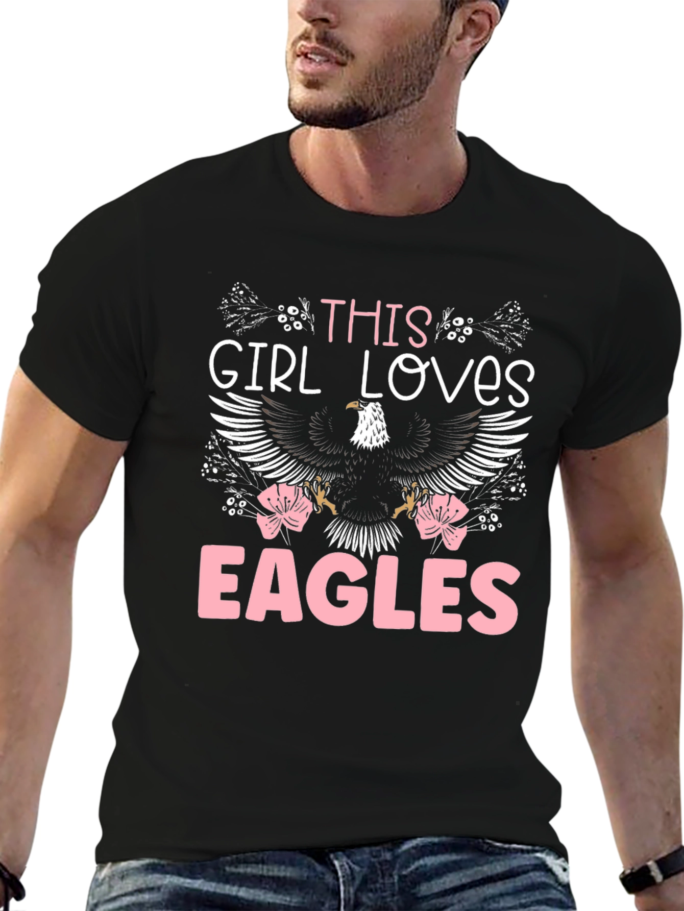 Black This Girl Loves Eagles T-Shirt view 6