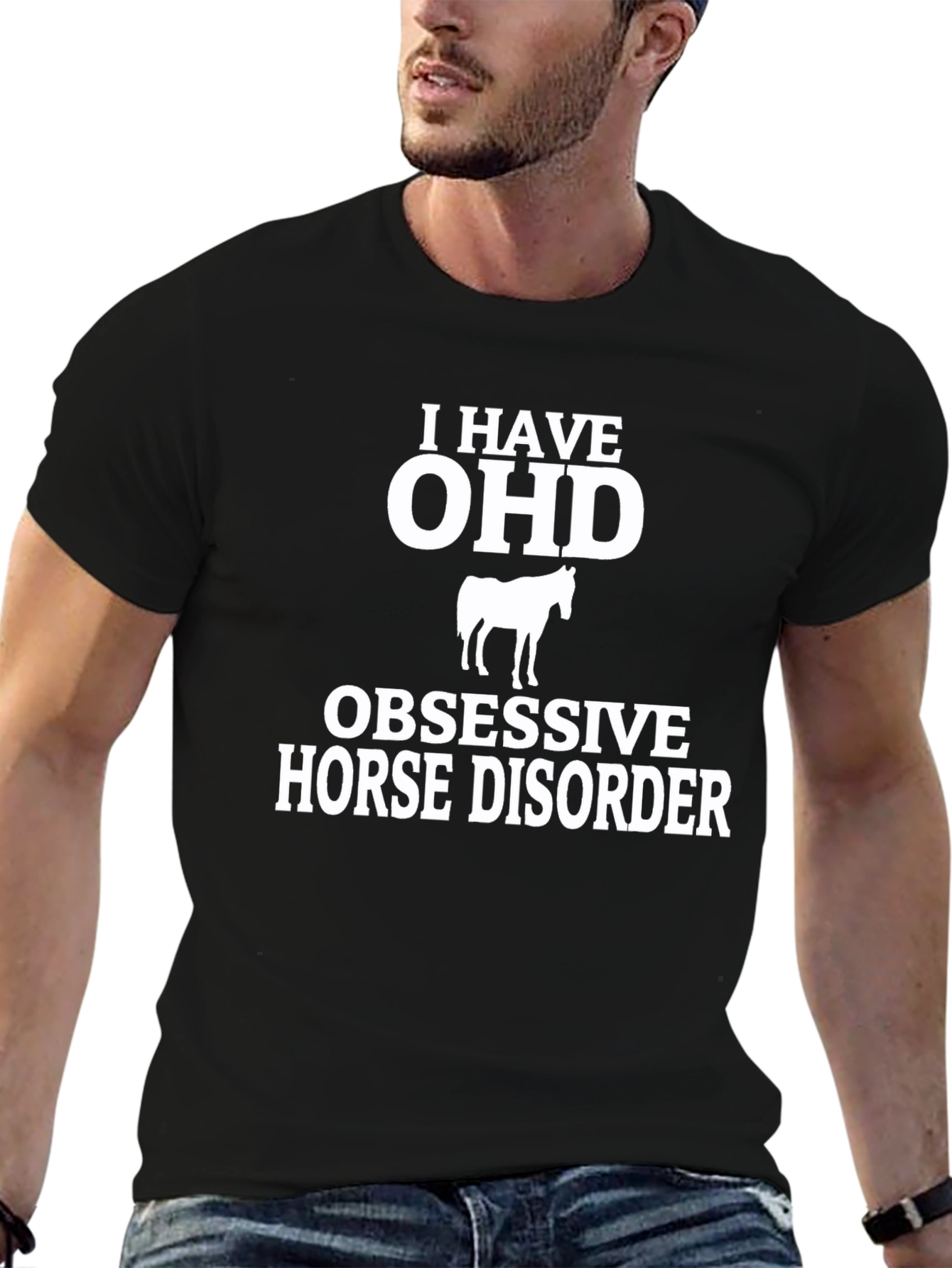 Black OHD Obsessive Horse Disorder Graphic Tee view 6