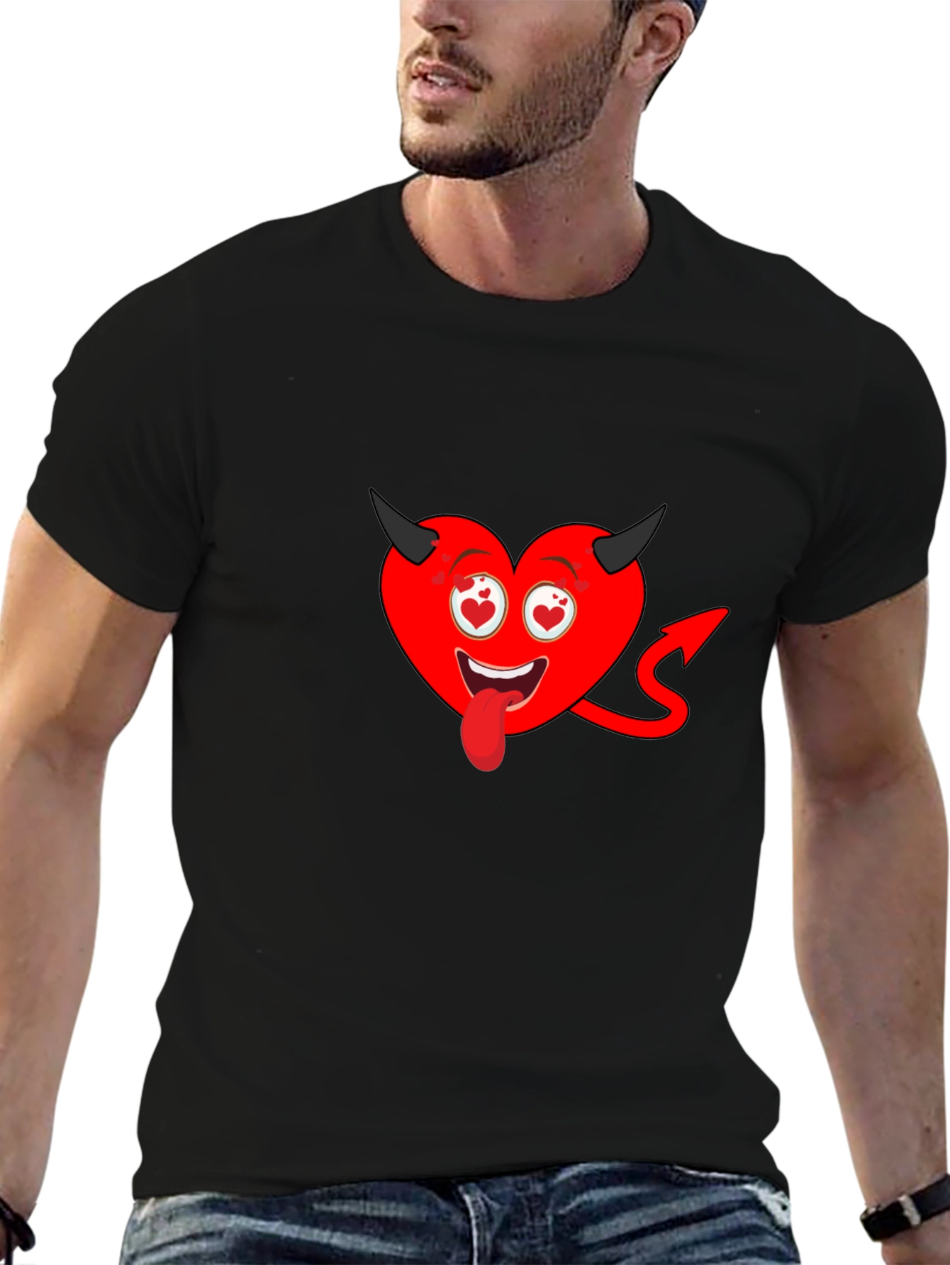Black Devil Heart Graphic Tee - Men's Black T-Shirt view 6