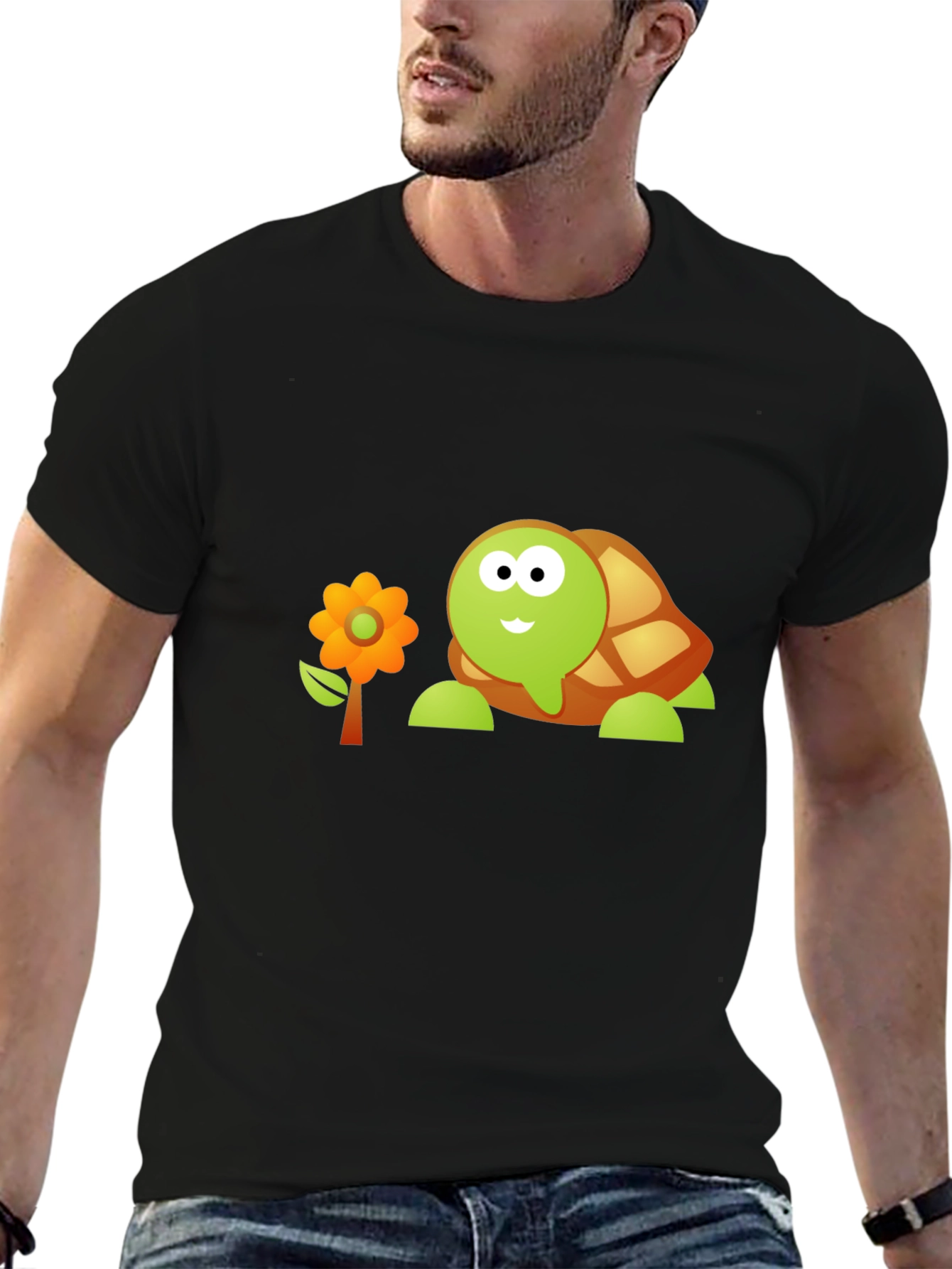 Black Cartoon Turtle Graphic Tee view 6