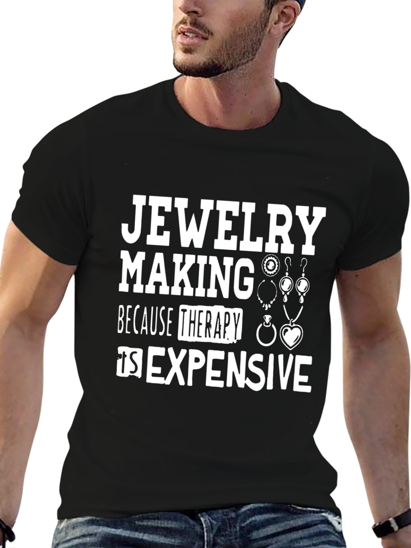 Black Jewelry Making Therapy T-Shirt view 6
