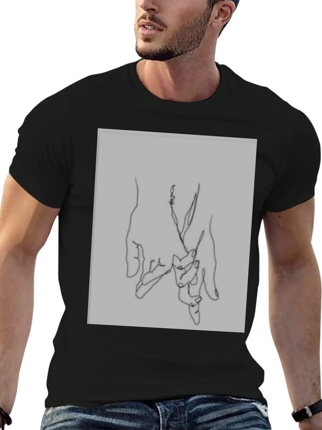 Black Minimalist Hand Holding Graphic Tee view 6