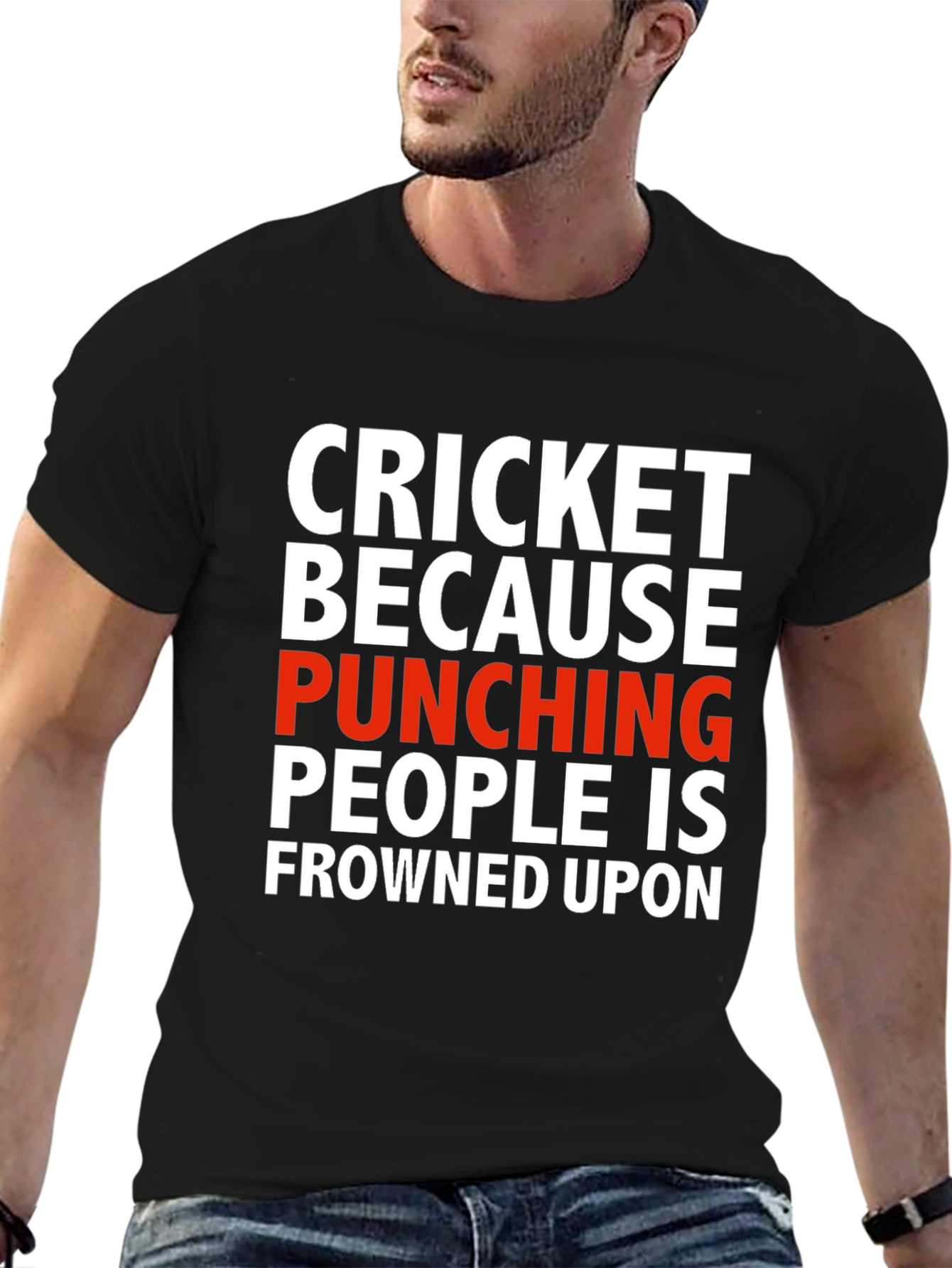 Black Cricket Punching T-Shirt - Sarcastic Humor view 6