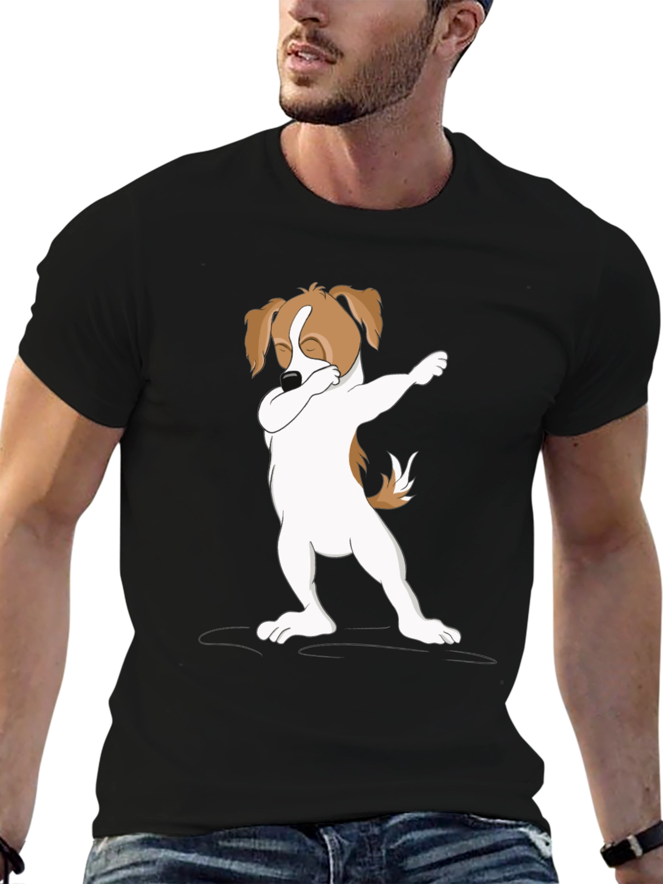 Black Dabbing Dog Graphic Tee - Stylish Casual Wear view 6