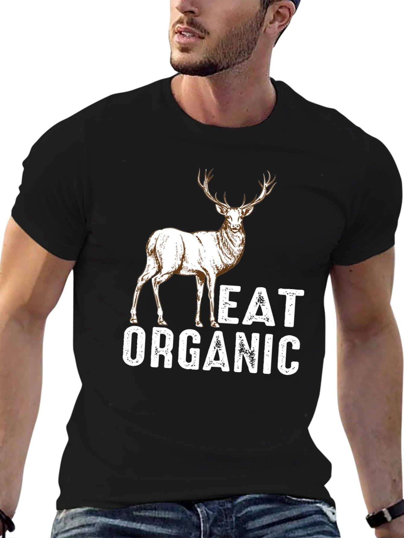 Black Eat Organic Deer Graphic T-Shirt - Mens view 6