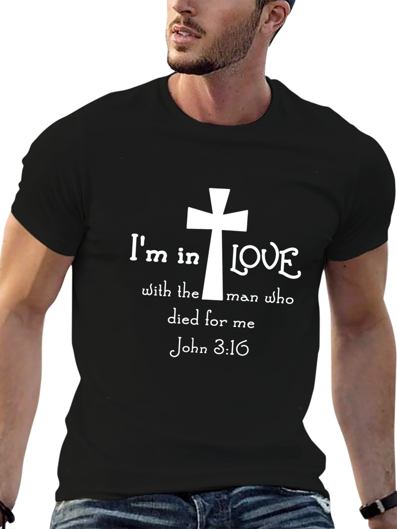 Black I'm in Love T-Shirt | Religious Christian Tee view 6