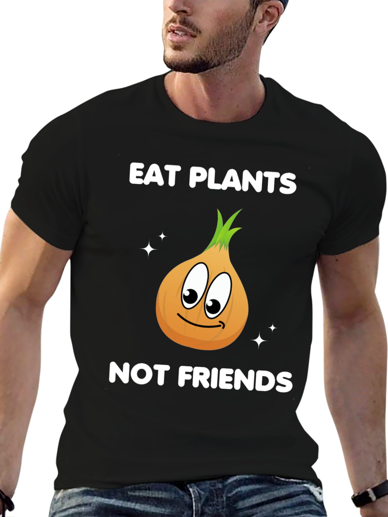 Black Eat Plants Not Friends Vegan Graphic T-Shirt view 6