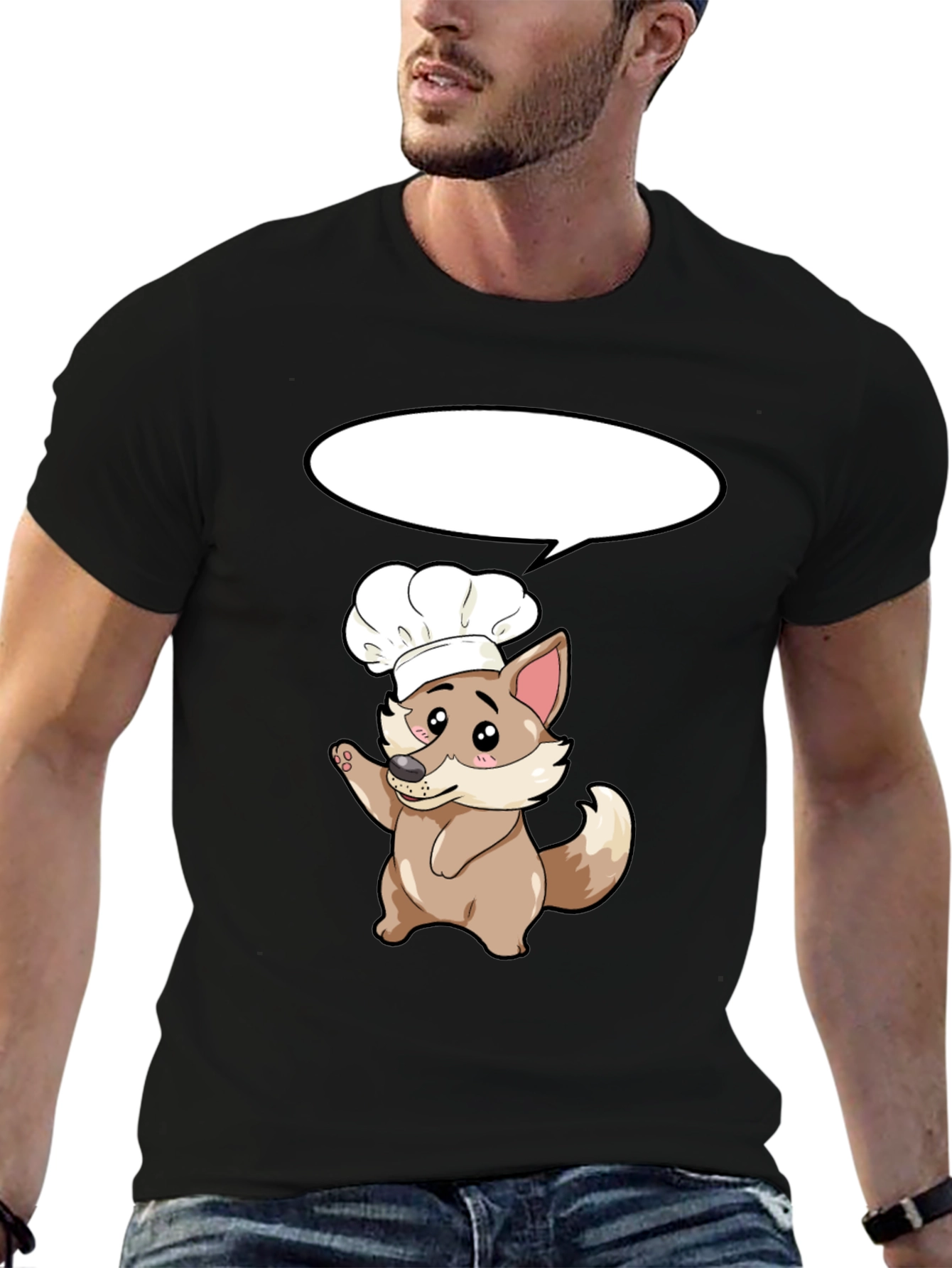 Black Chef Dog T-Shirt - Cute Cartoon Cook view 6