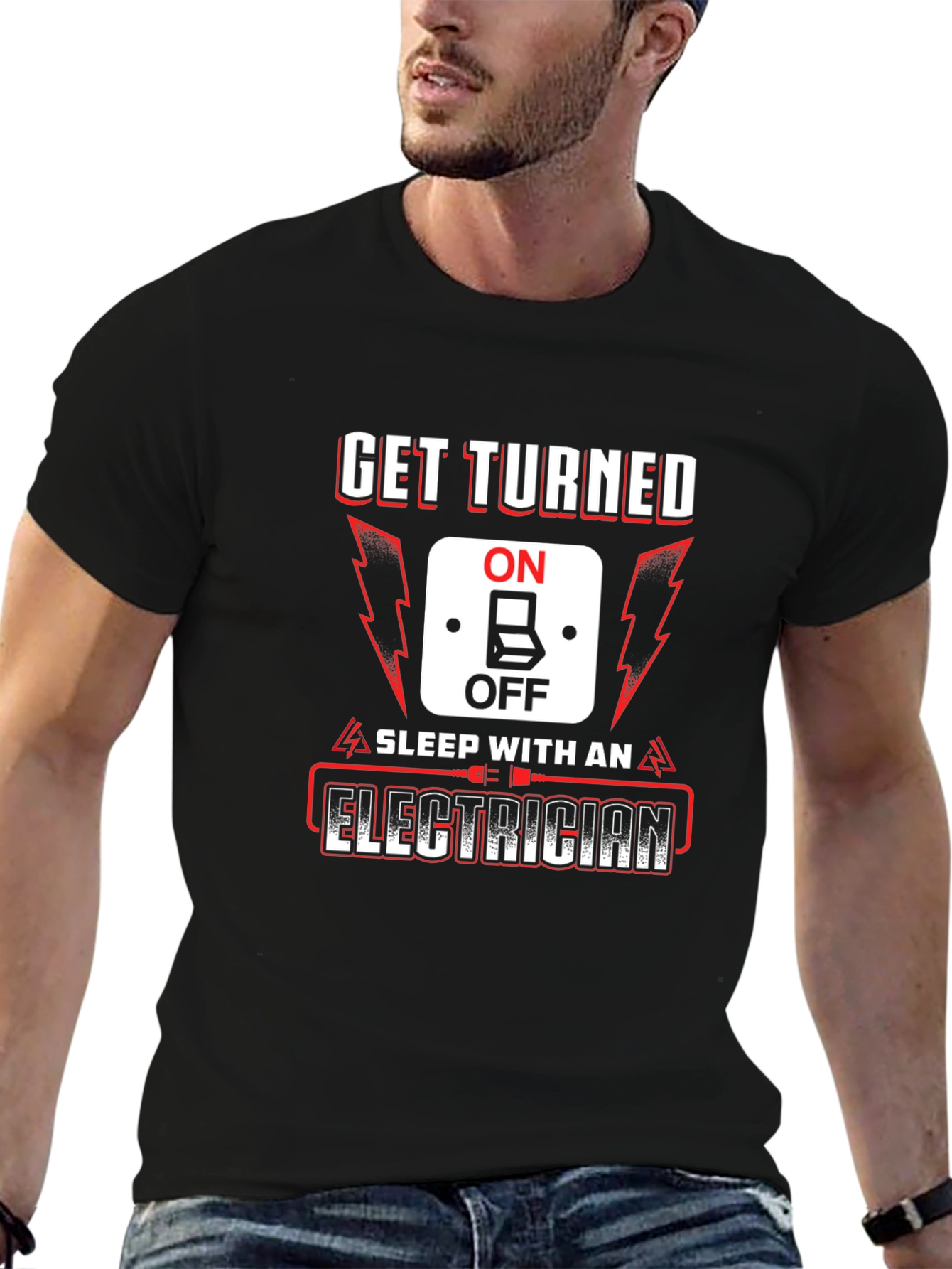 Black Get Turned On Electrician Graphic Tee view 6