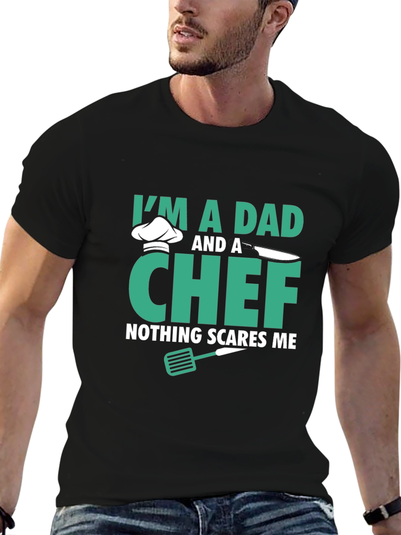 Black Dad & Chef T-Shirt - Nothing Scares Me view 6