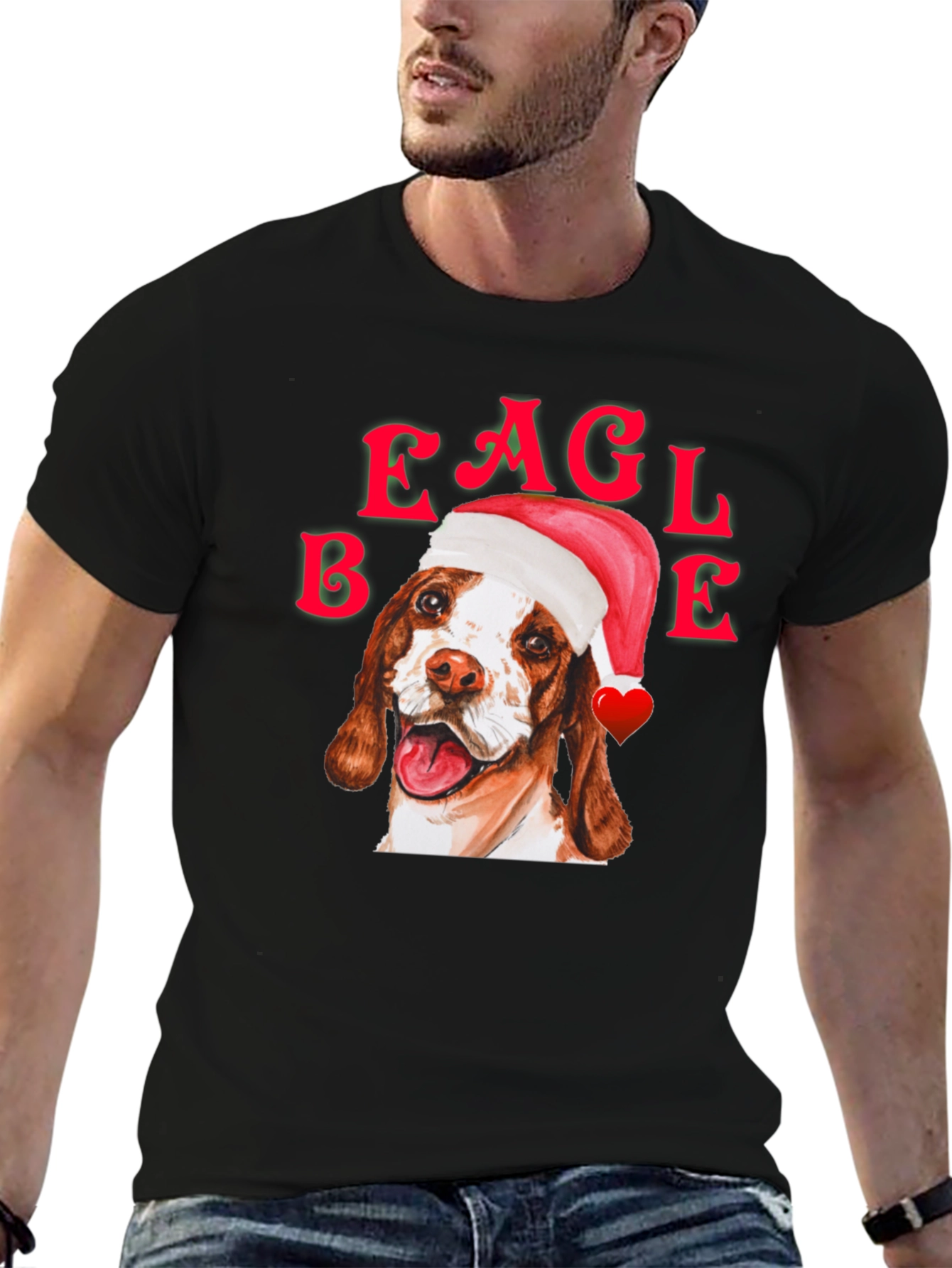 Black Eagle Beagle Christmas Dog T-Shirt view 6