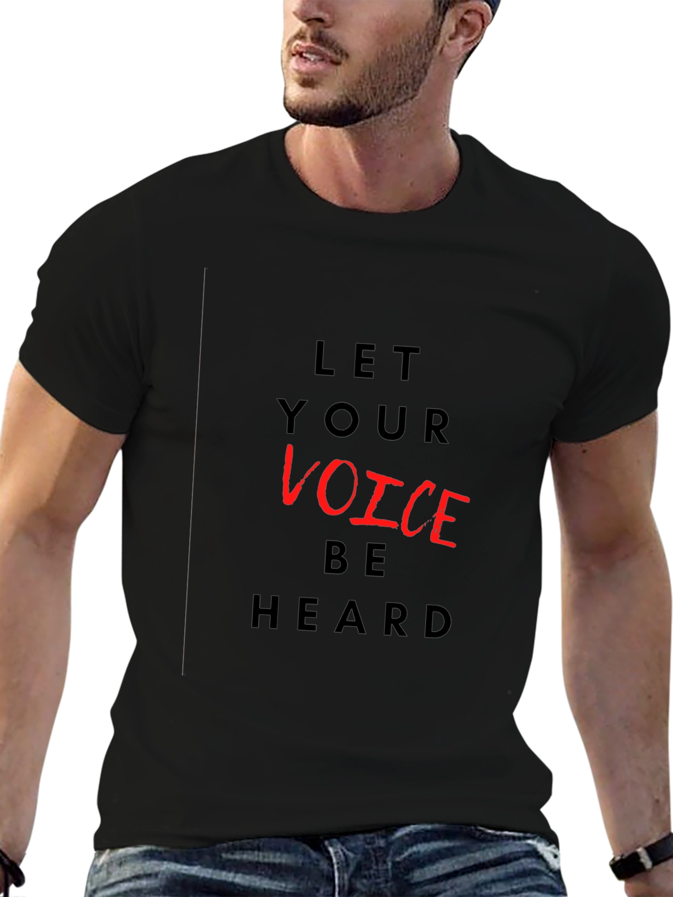 Black Let Your Voice Be Heard Graphic T-Shirt view 6