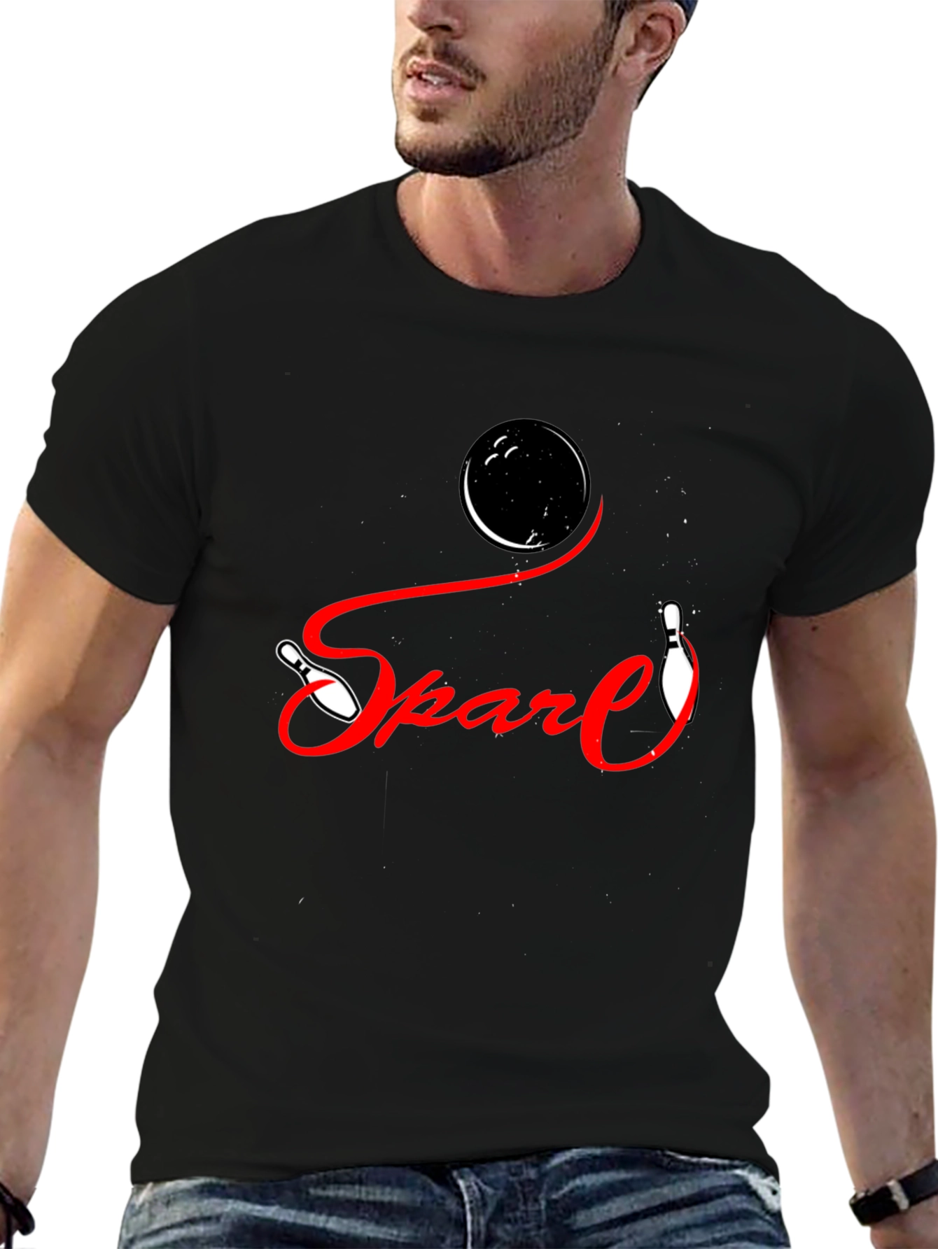 Black Spare Bowling Graphic T-Shirt - Strike Style! view 6