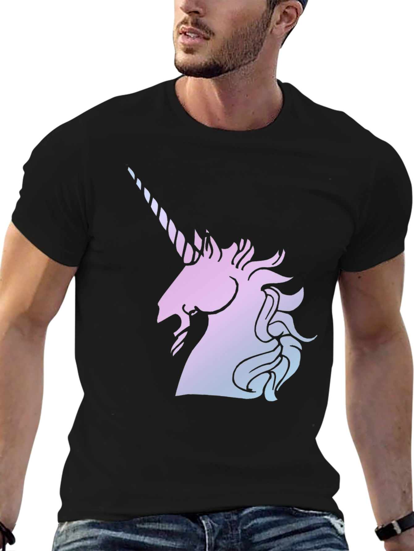 Black Unicorn Graphic Black T-Shirt view 6