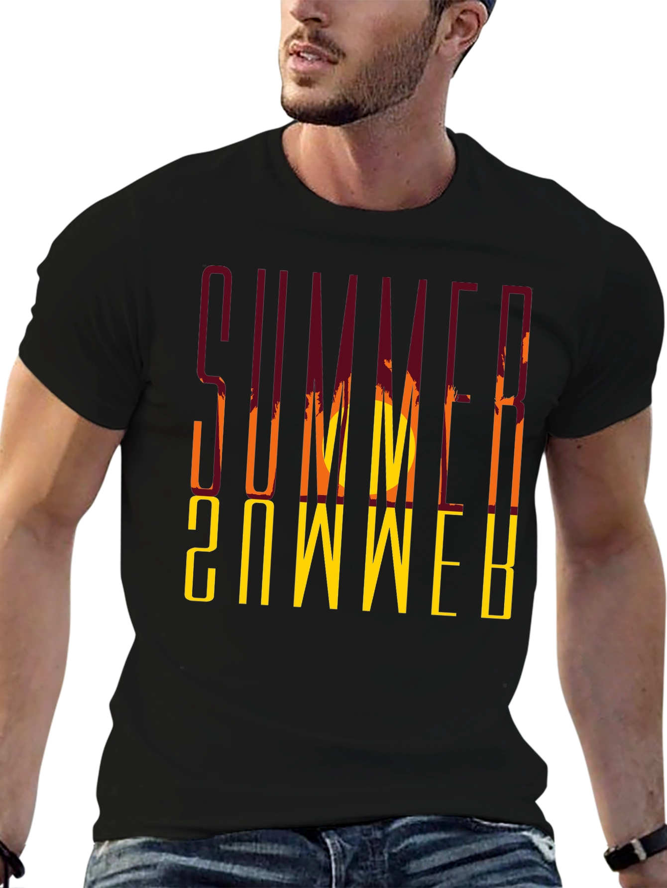Black Summer Retro Graphic T-Shirt view 6