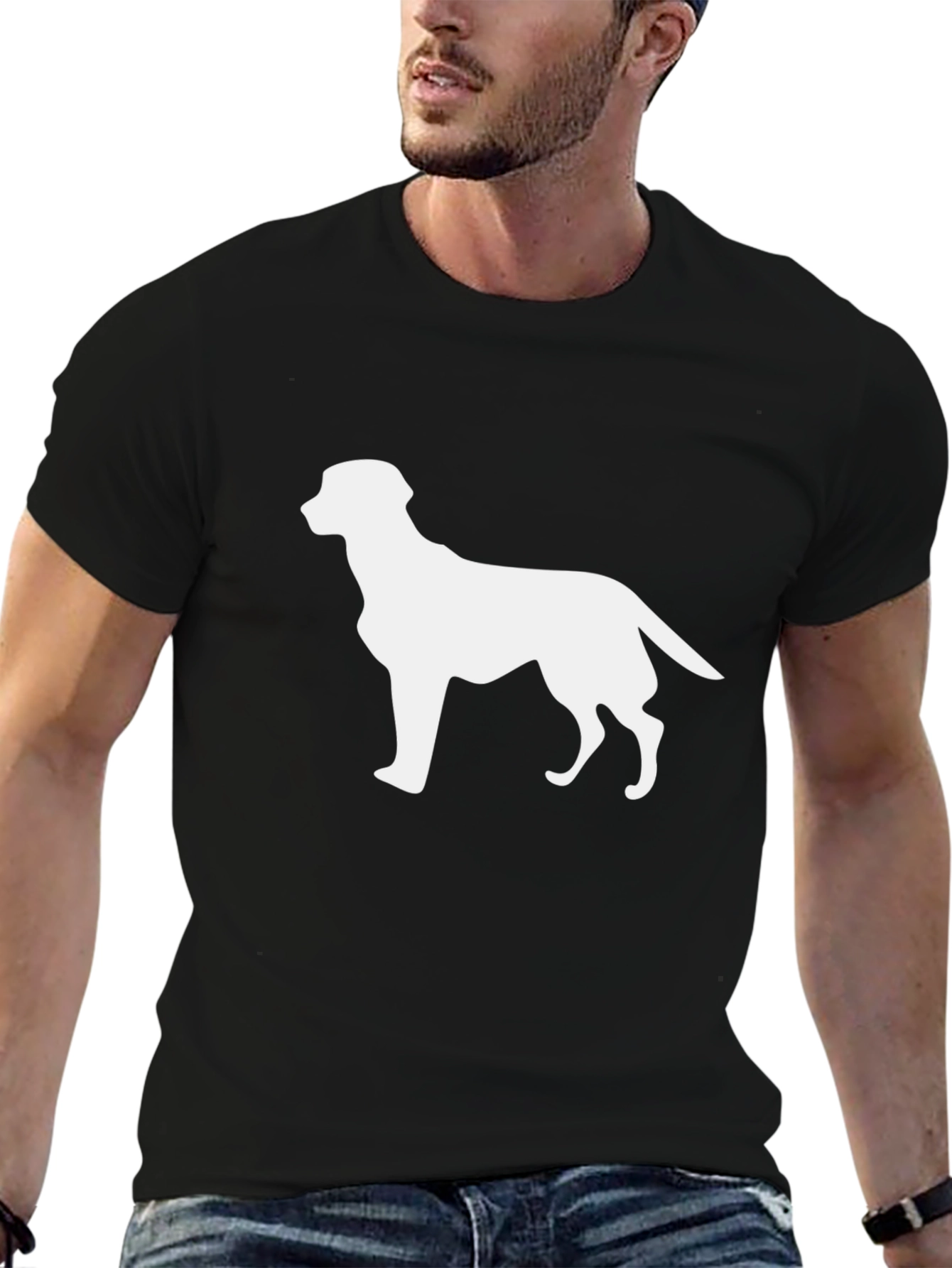 Black Dog Silhouette Graphic Tee - Black Cotton T-Shirt view 6