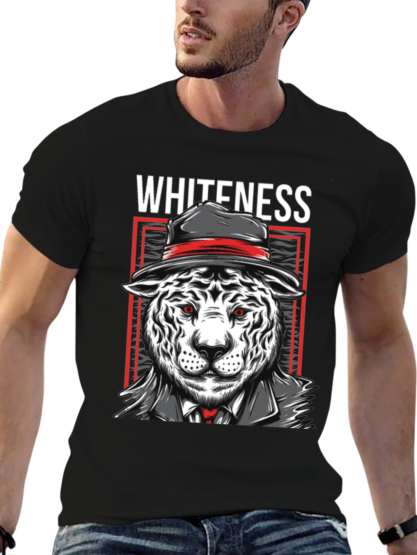 Black Whiteness Tiger Graphic T-Shirt view 6