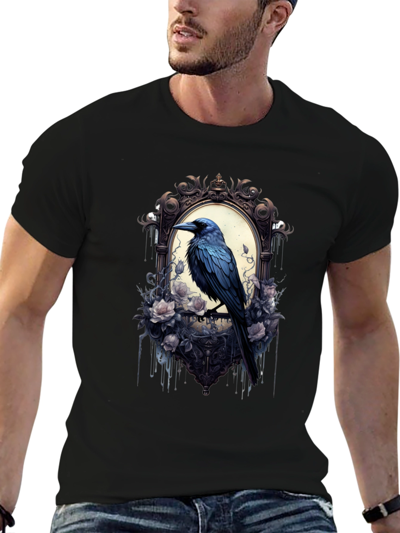 Black Gothic Raven Tee view 6