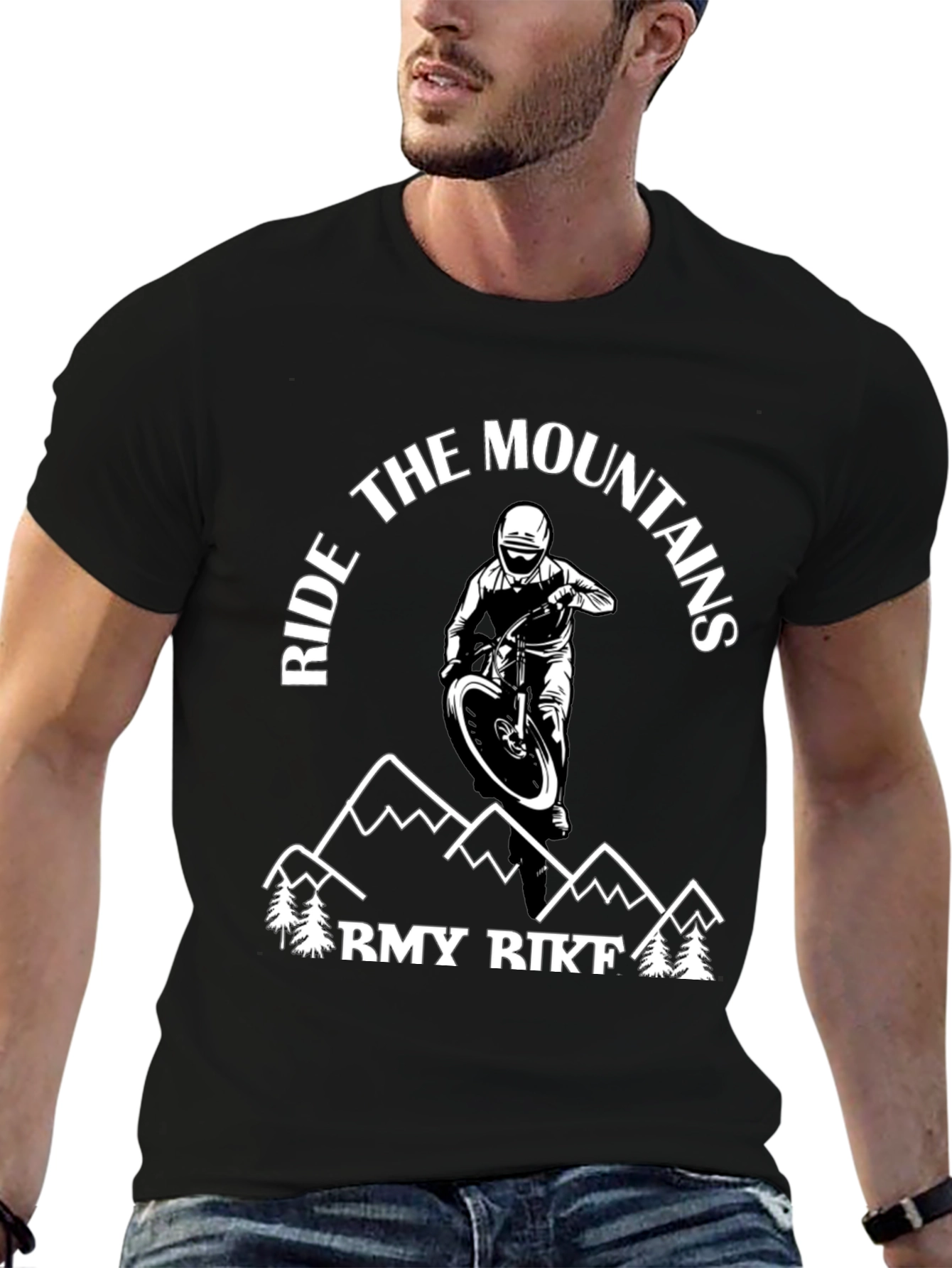 Black Ride the Mountains Graphic Tee view 6