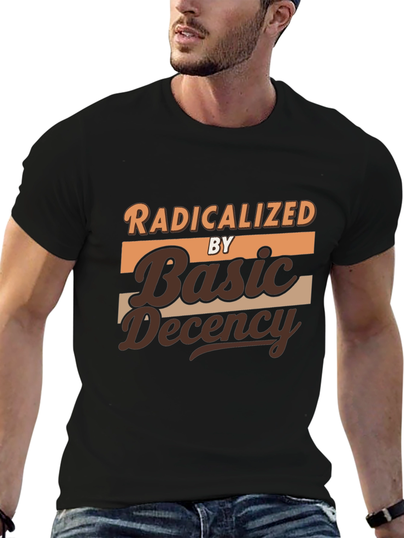 Black Radicalized by Basic Decency Graphic T-Shirt view 6