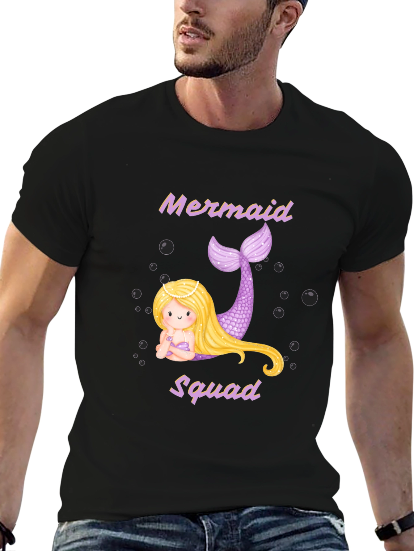 Mermaid Squad T-Shirt - Black Cotton Tee - 6