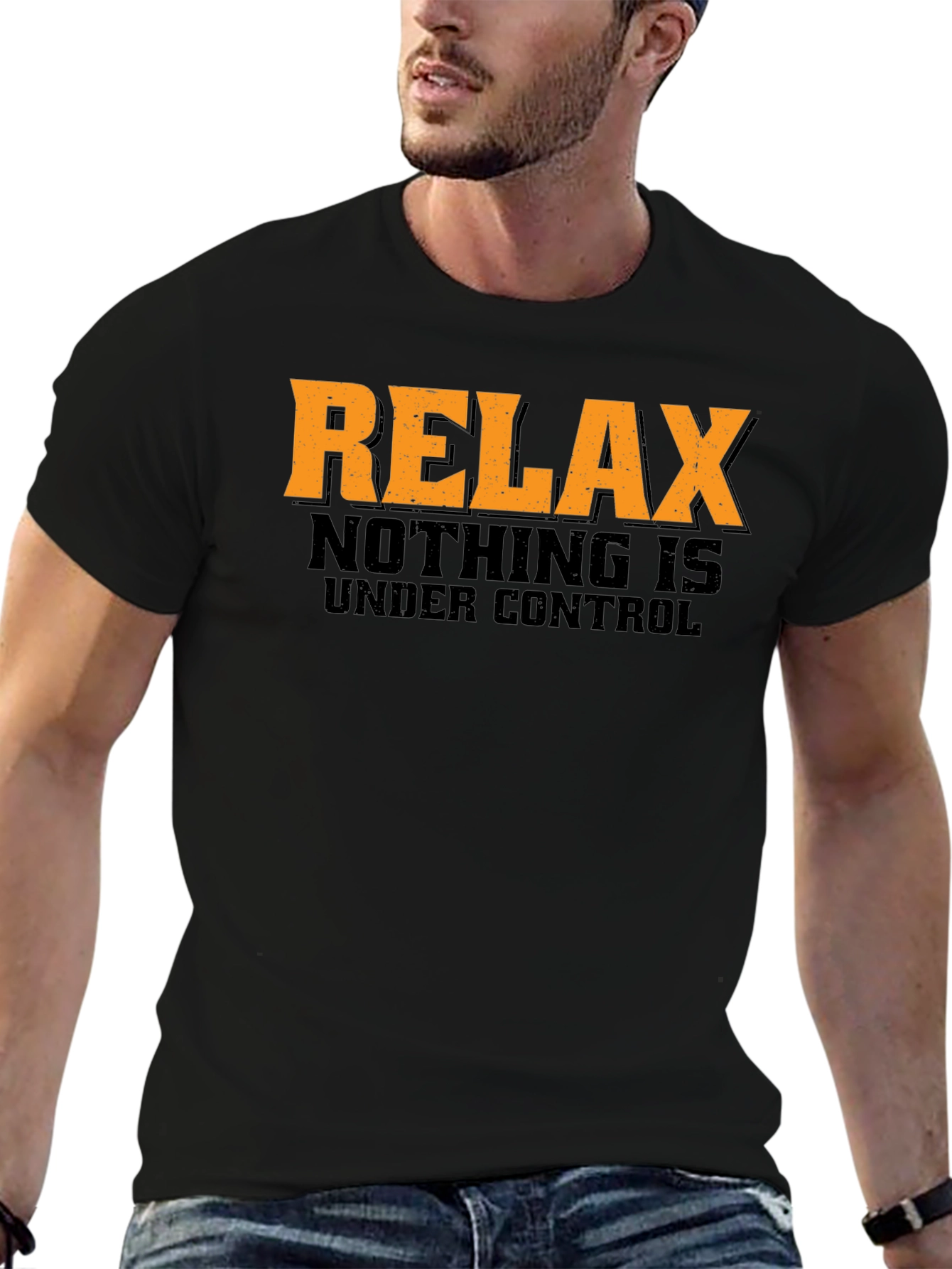 Black Relax Nothing is Under Control Graphic T-Shirt view 6