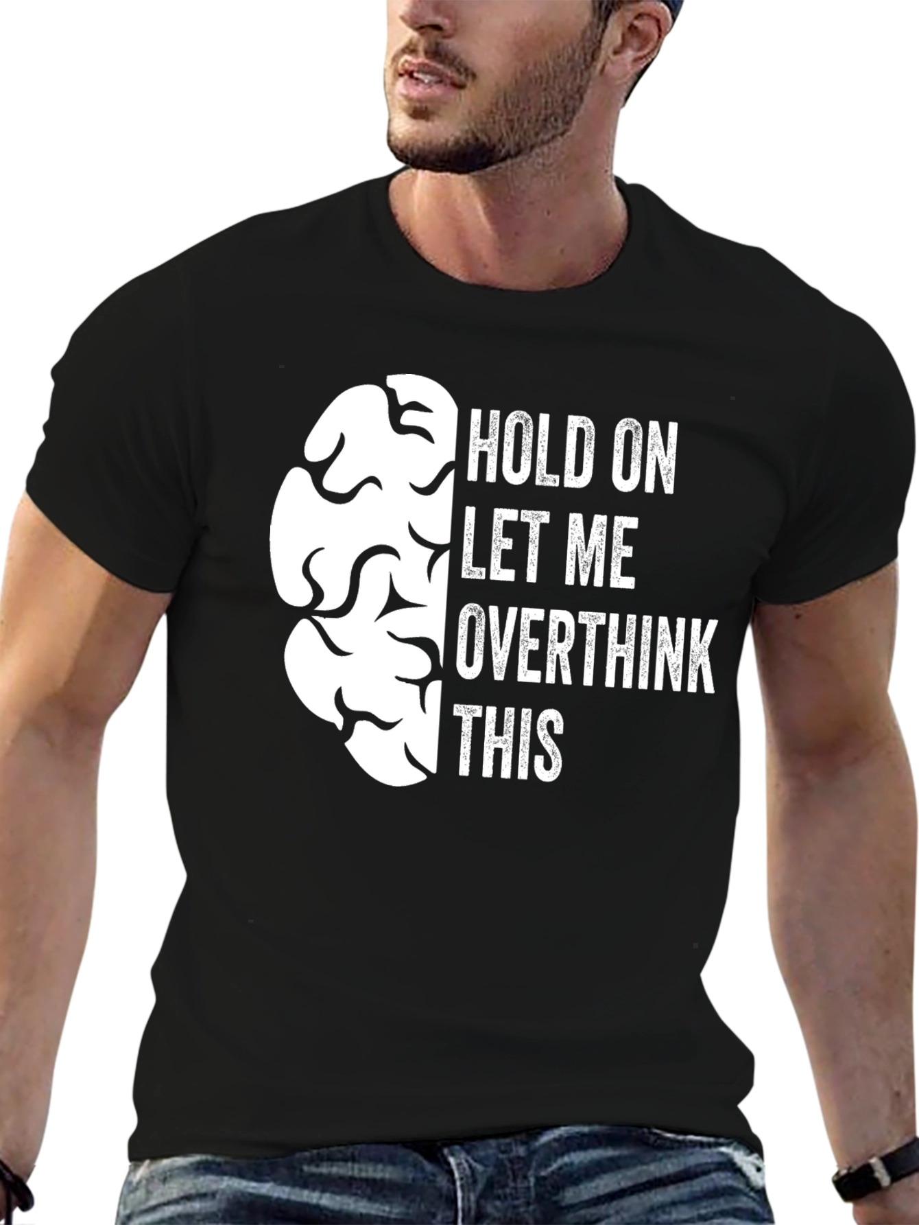 Black Overthink Brain Graphic Tee - Funny Sarcastic T-Shirt view 6