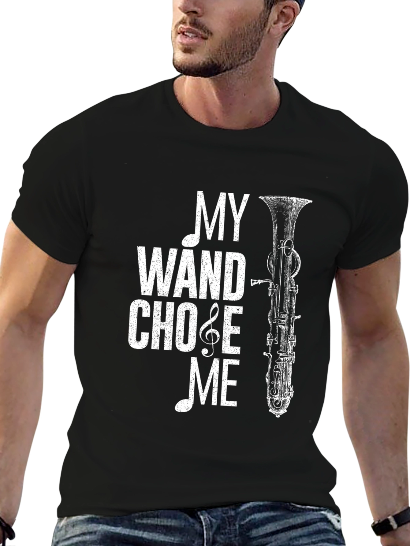 Black Bassoon Wand T-Shirt - Music Lover Tee view 6