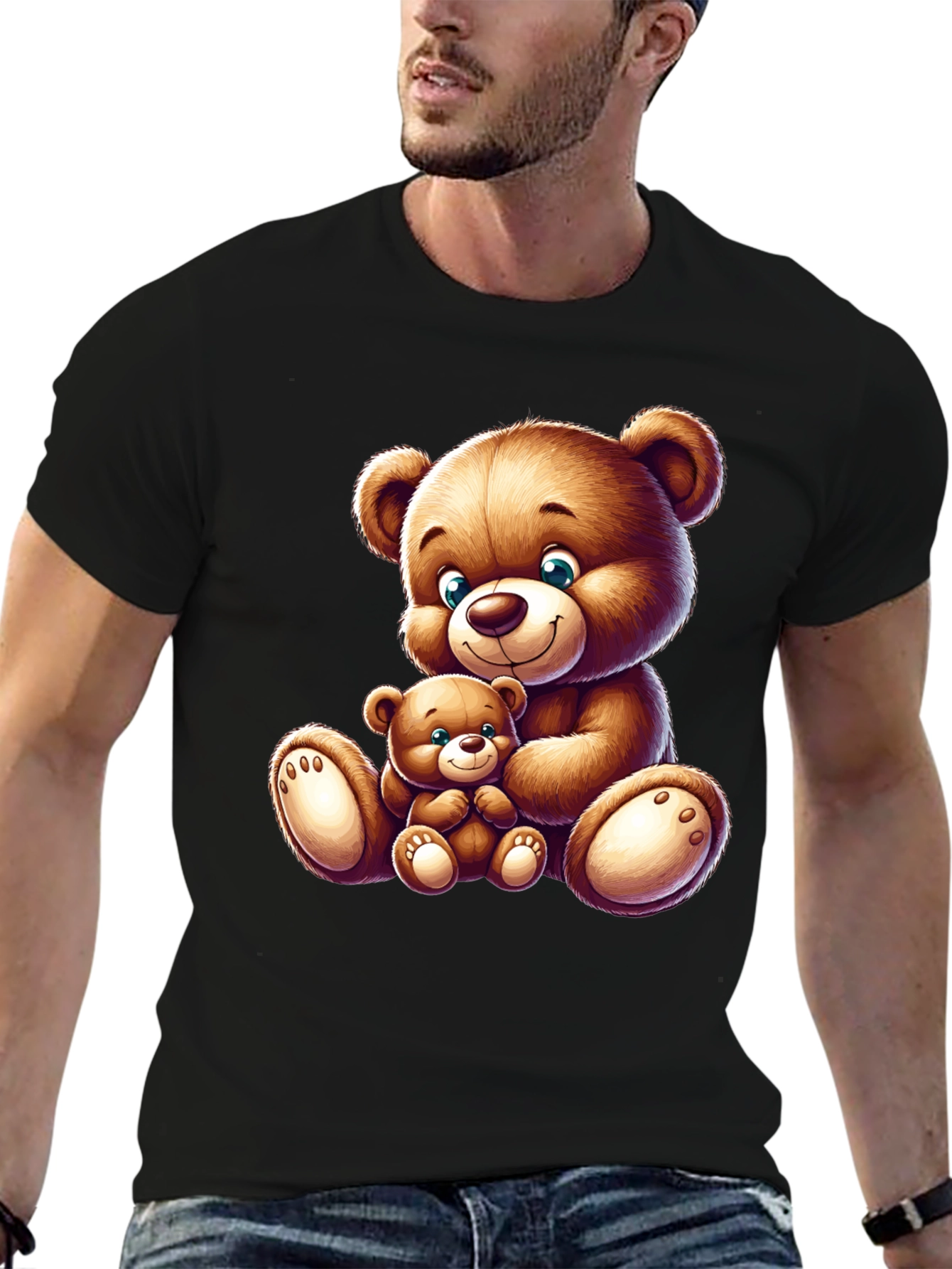 Black Teddy Bear Graphic Tee - Cute Cartoon Design view 6