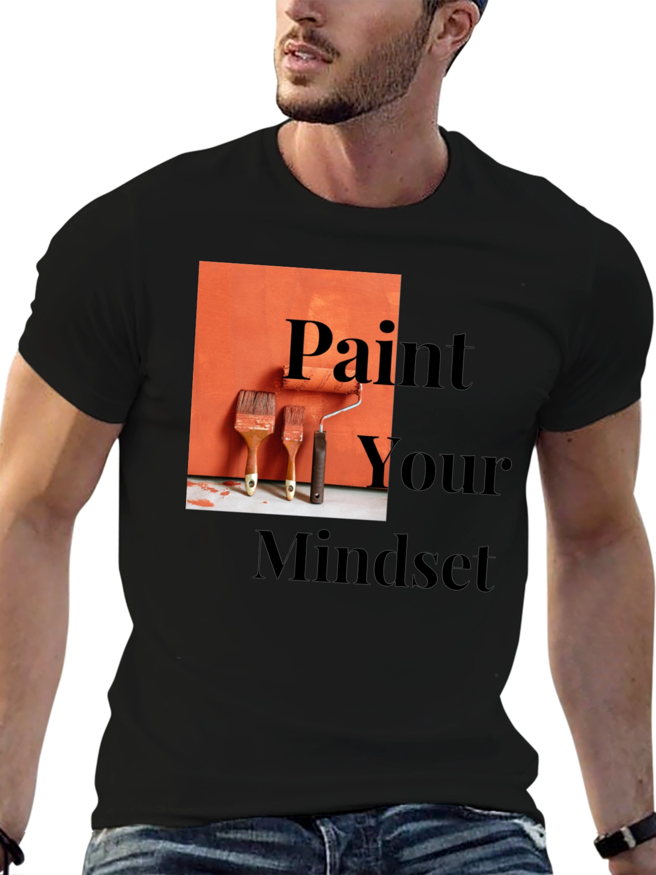 Black Paint Your Mindset Graphic Tee - Black view 6