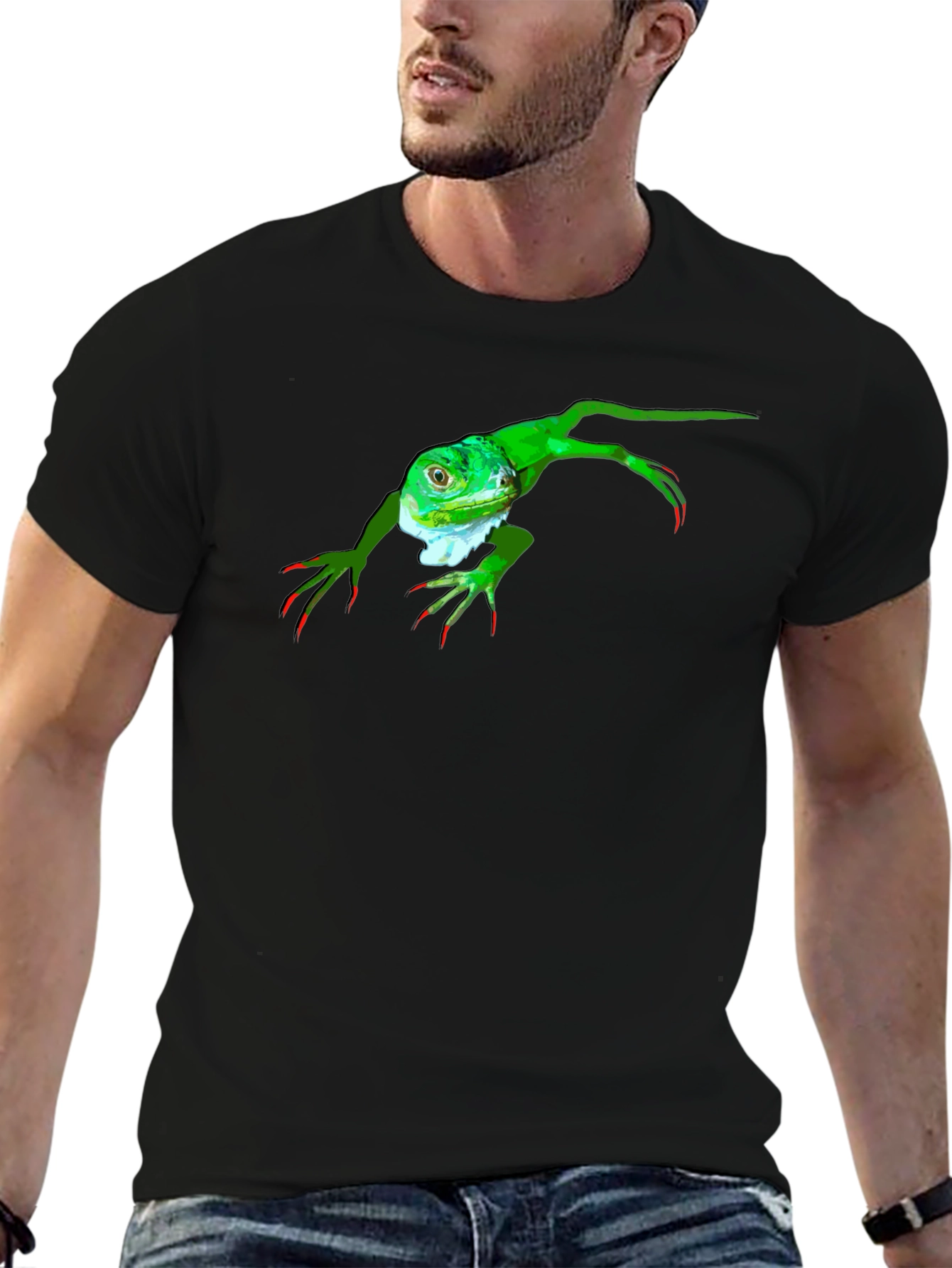 Black Iguana Graphic Tee - Black Cotton T-Shirt view 6