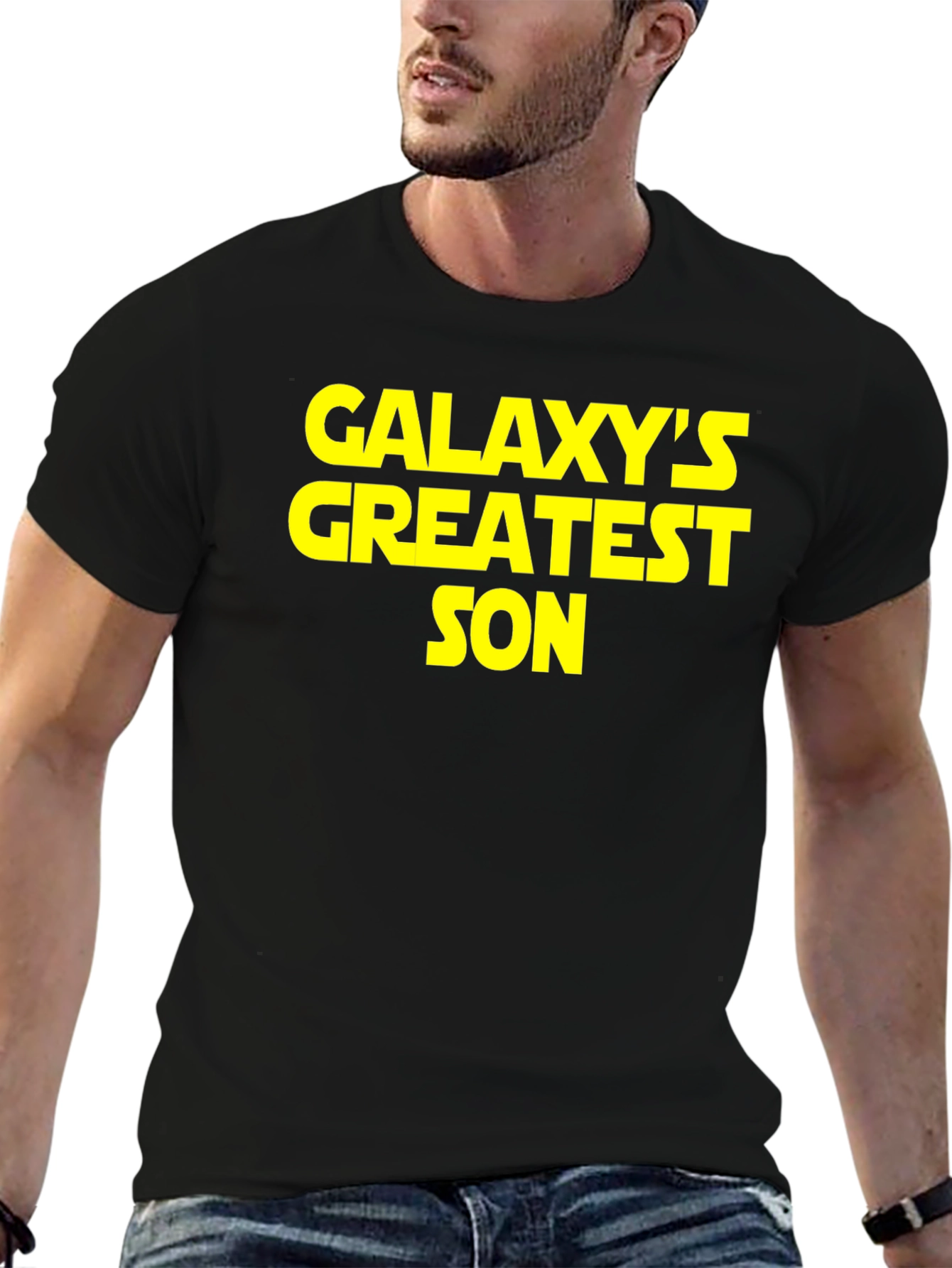 Black Galaxy's Greatest Son Black Graphic T-Shirt view 6