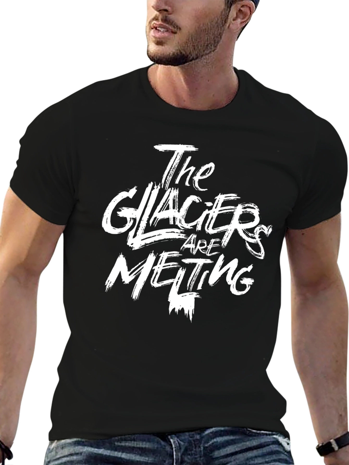 Black The Glaciers are Melting Graphic Tee - Black view 6