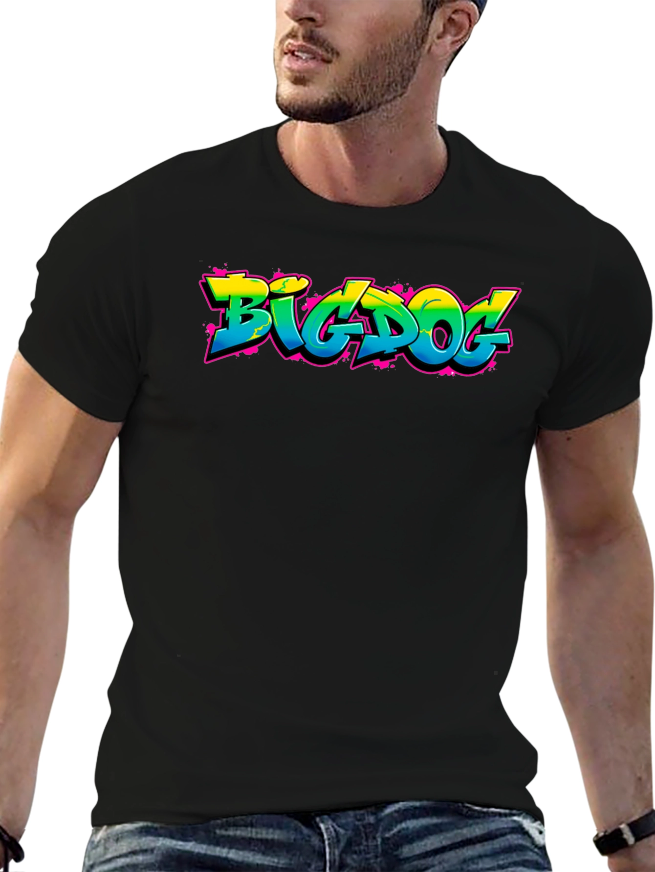 Black Big Dog Graphic Tee - Streetwear Style view 6