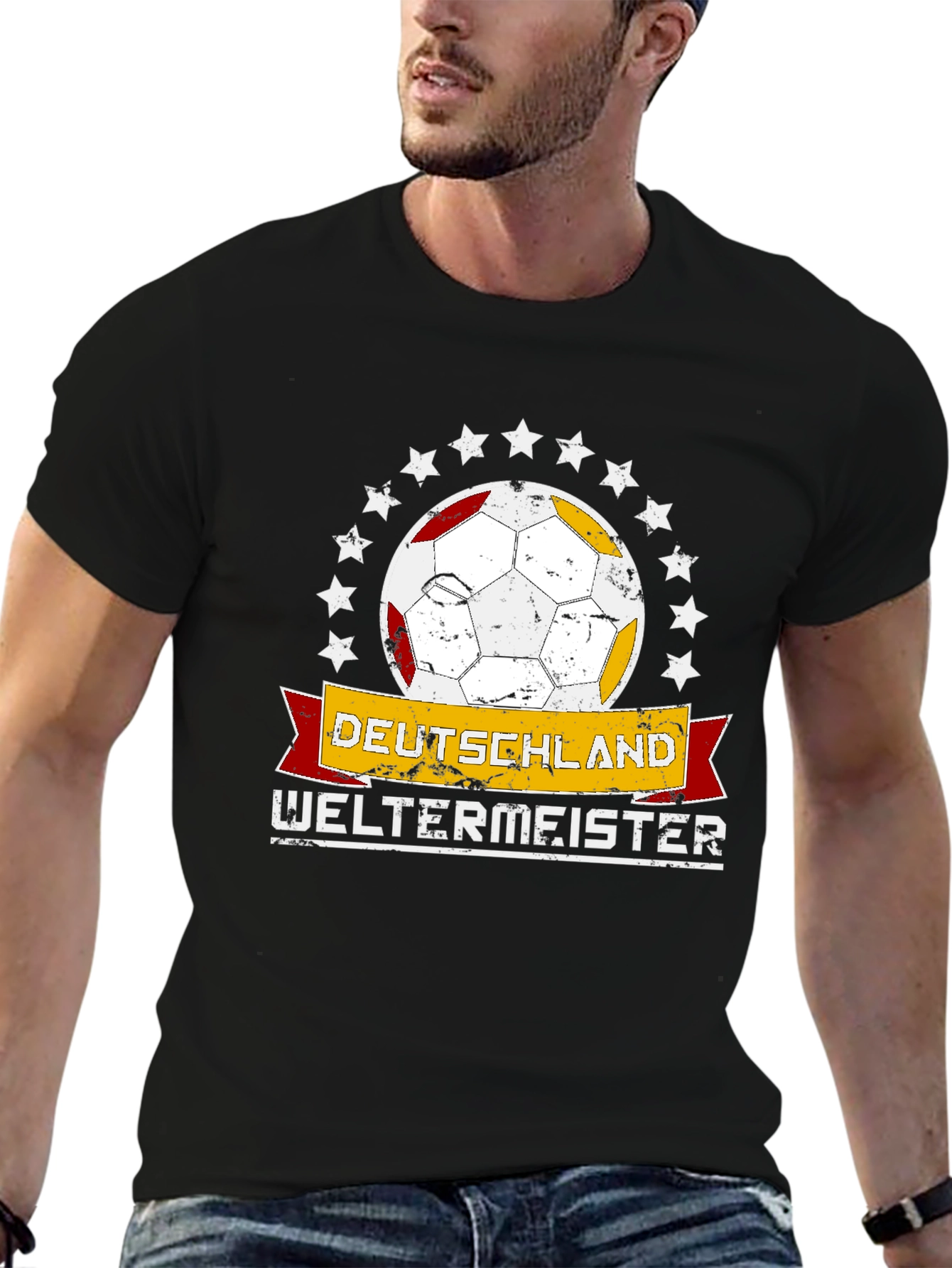 Black Deutschland Weltmeister Soccer T-Shirt view 6