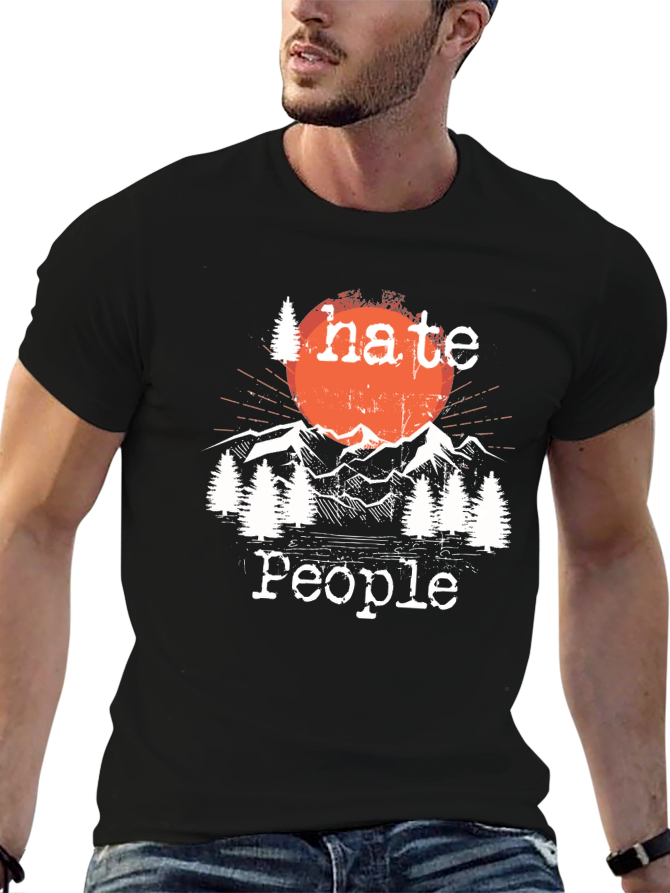 Black I Hate People Outdoors T-Shirt view 6
