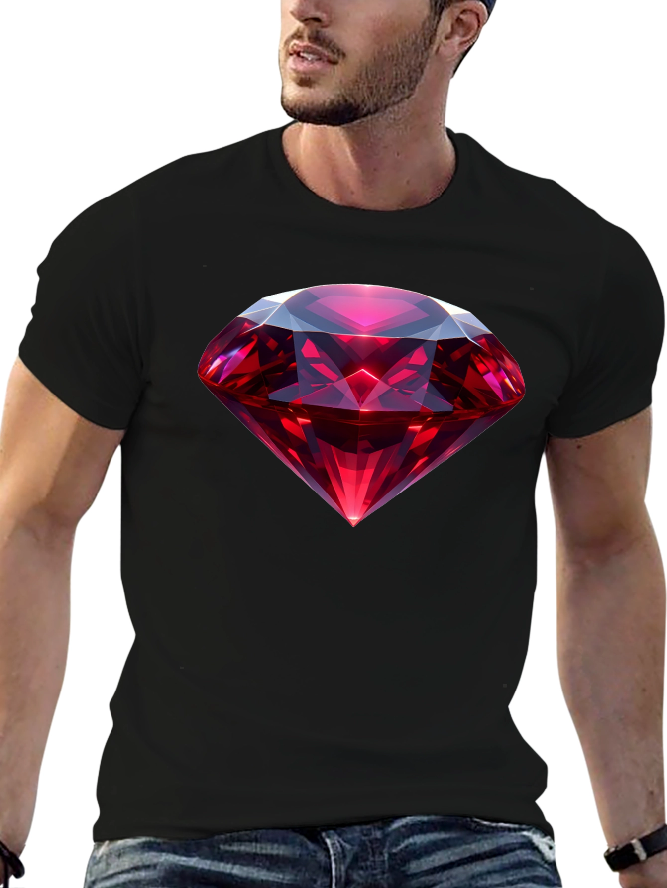Black Ruby Gem Graphic Tee - Black view 6