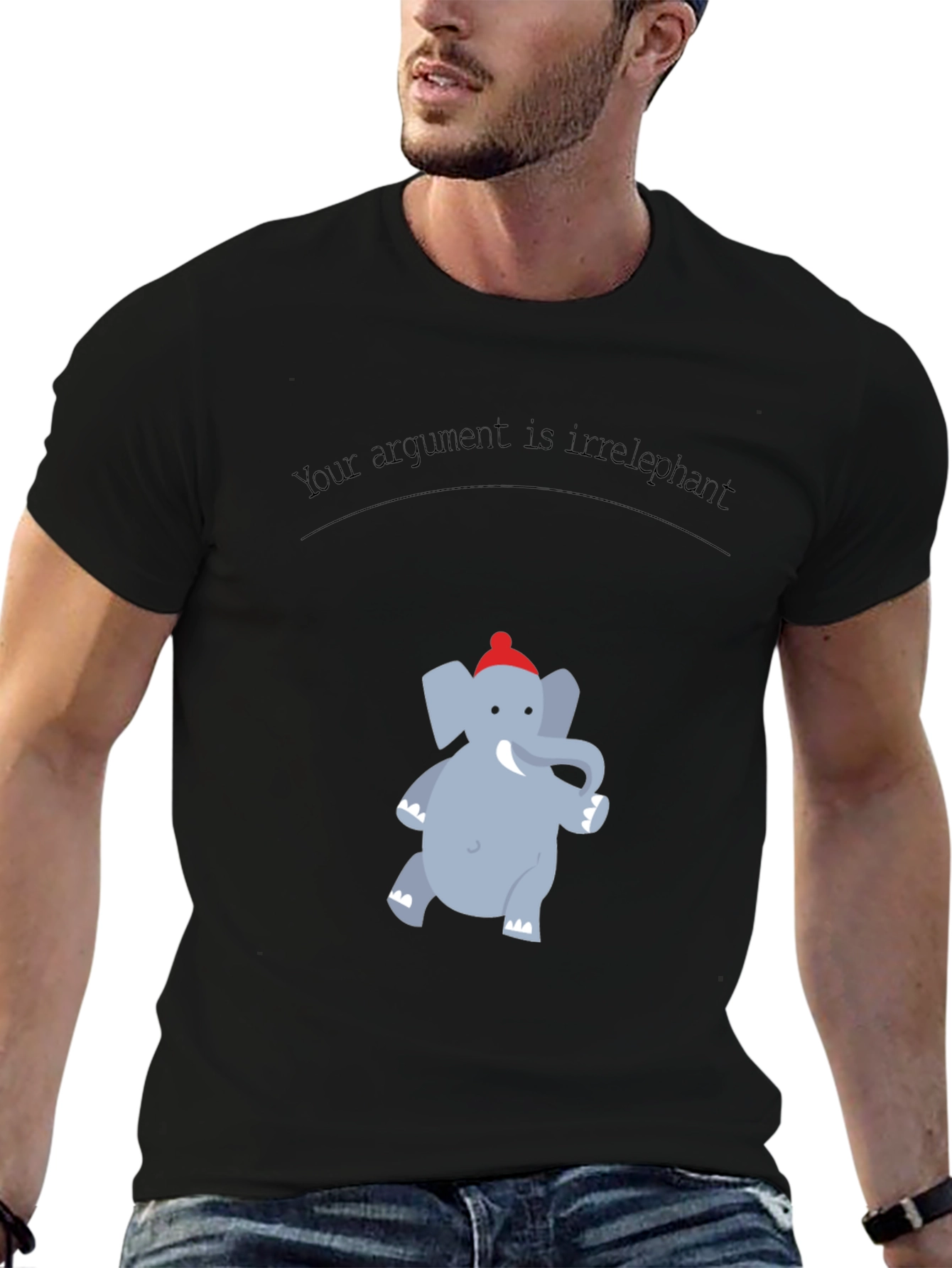 Black Irrelephant Graphic T-Shirt - Funny Argument Tee view 6