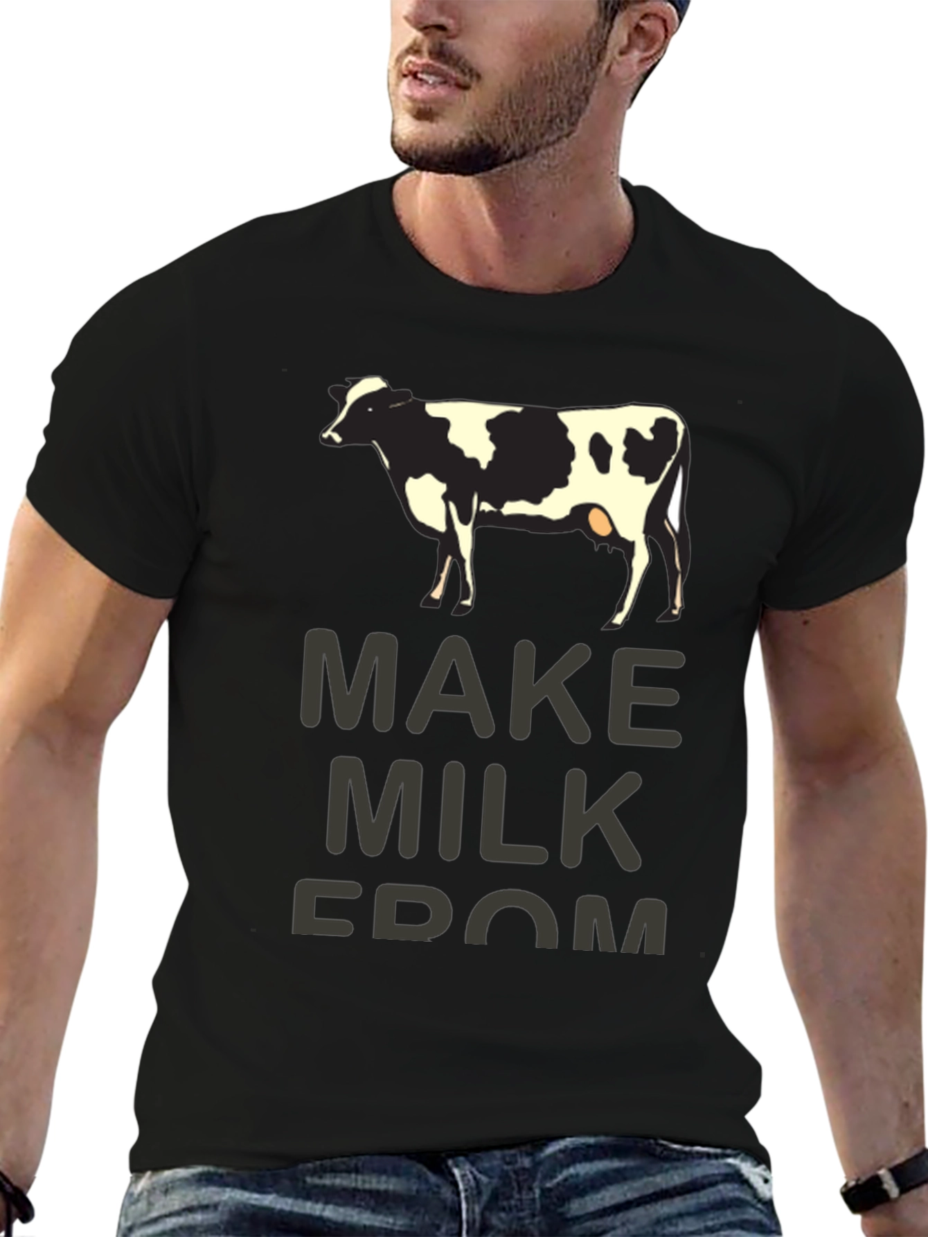 Black Make Milk From Cow T-Shirt - Humorous Graphic Tee view 6