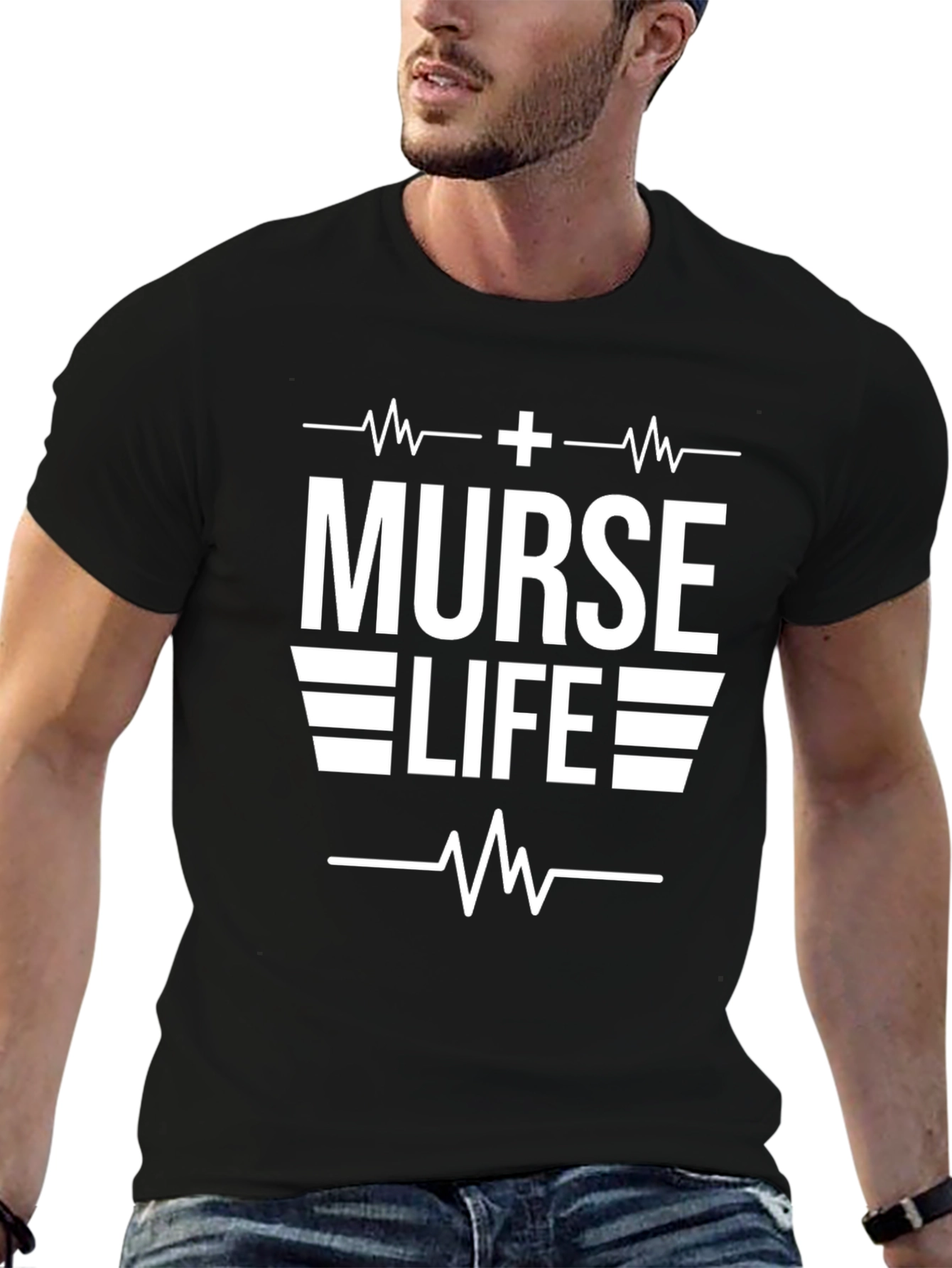 Black Nurse Life T-Shirt - Black Cotton Tee view 6