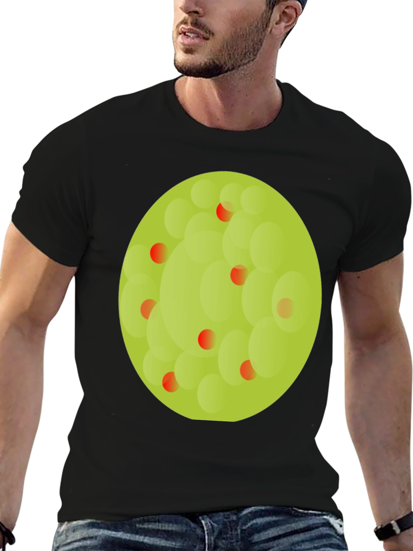 Black Black T-Shirt with Abstract Green Circle Graphic view 6
