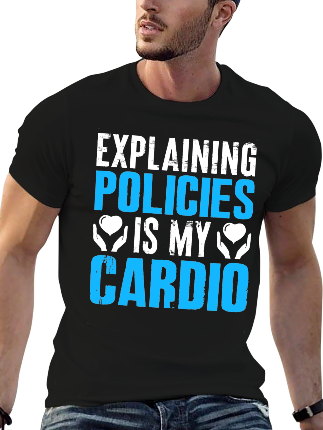 Black Policies Are My Cardio Funny Graphic Tee view 6