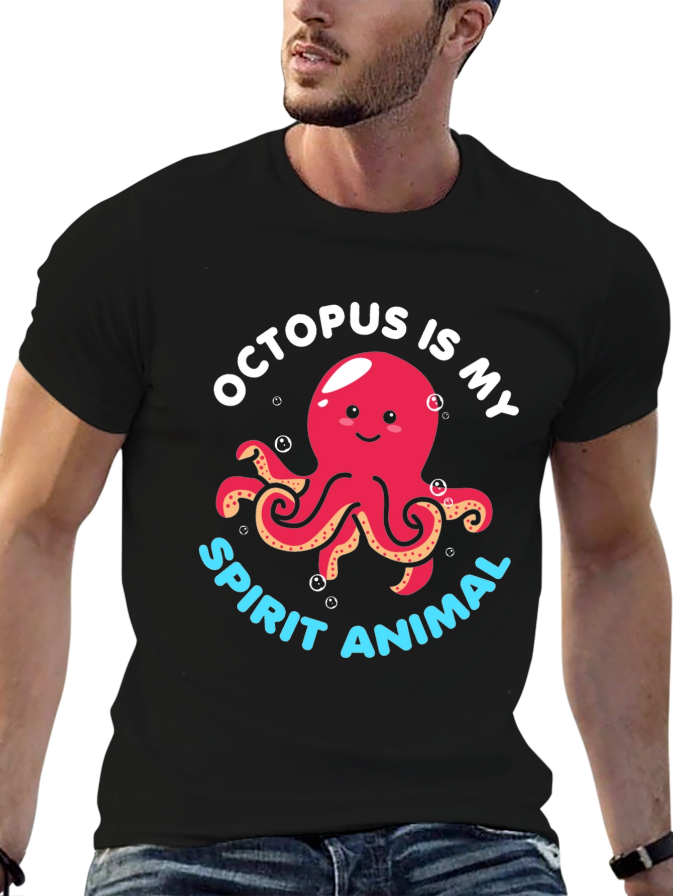 Black Octopus Spirit Animal Graphic Tee - Black view 6