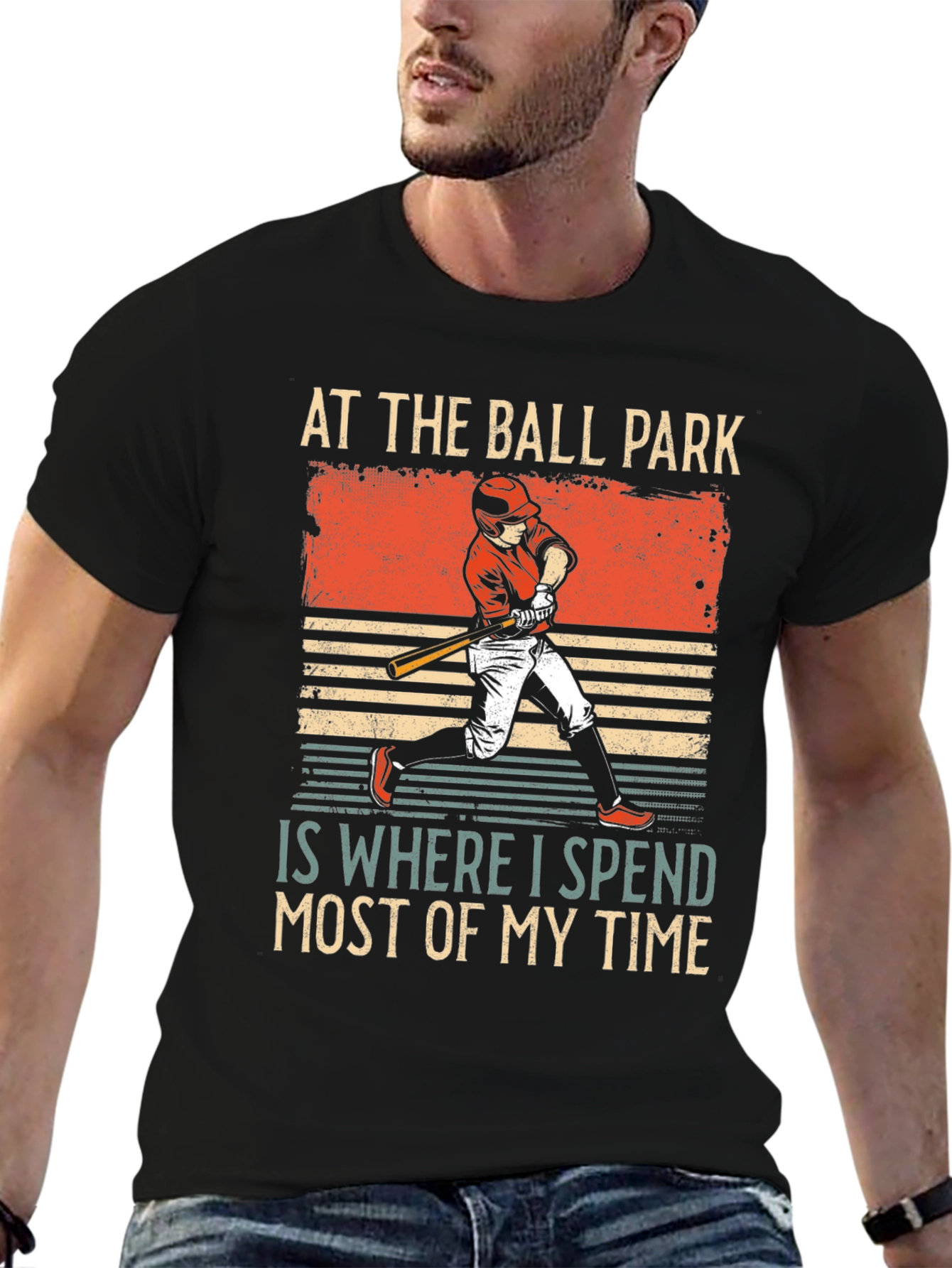 Black Baseball Fan T-Shirt: At The Ball Park view 6