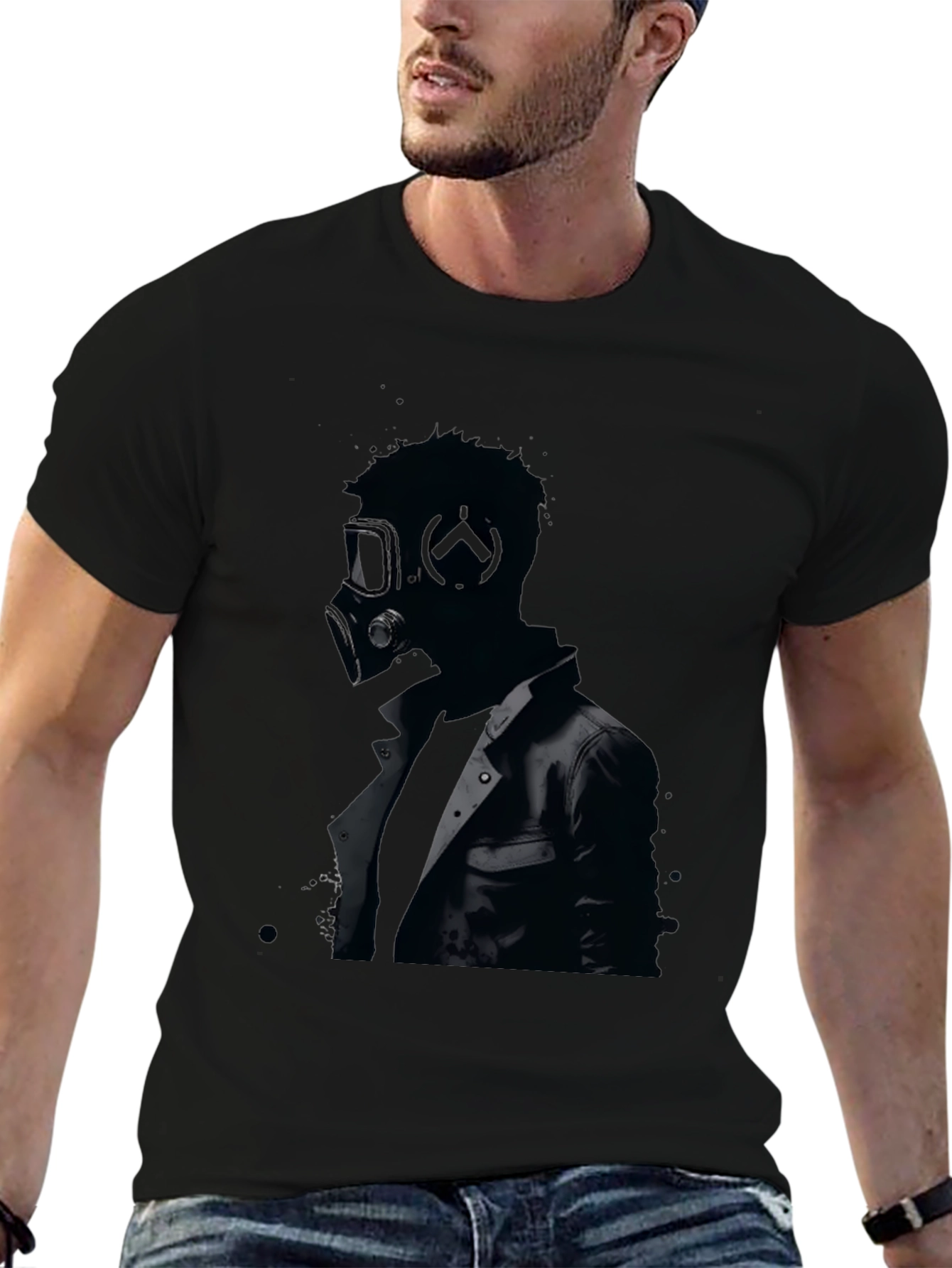 Black Gas Mask Graphic Tee - Men's Black T-Shirt view 6