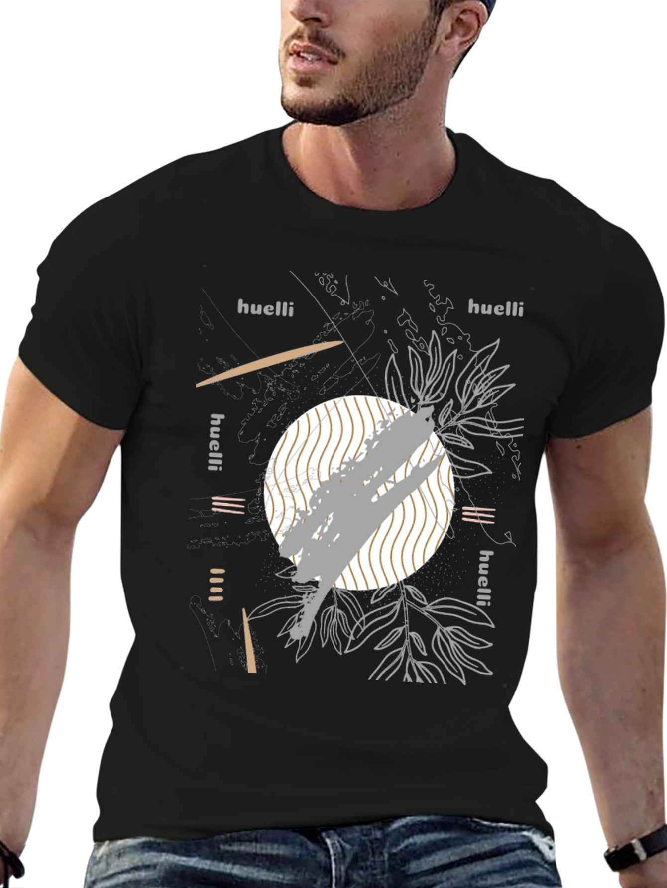 Black Abstract Graphic Tee - Modern Art T-Shirt view 6