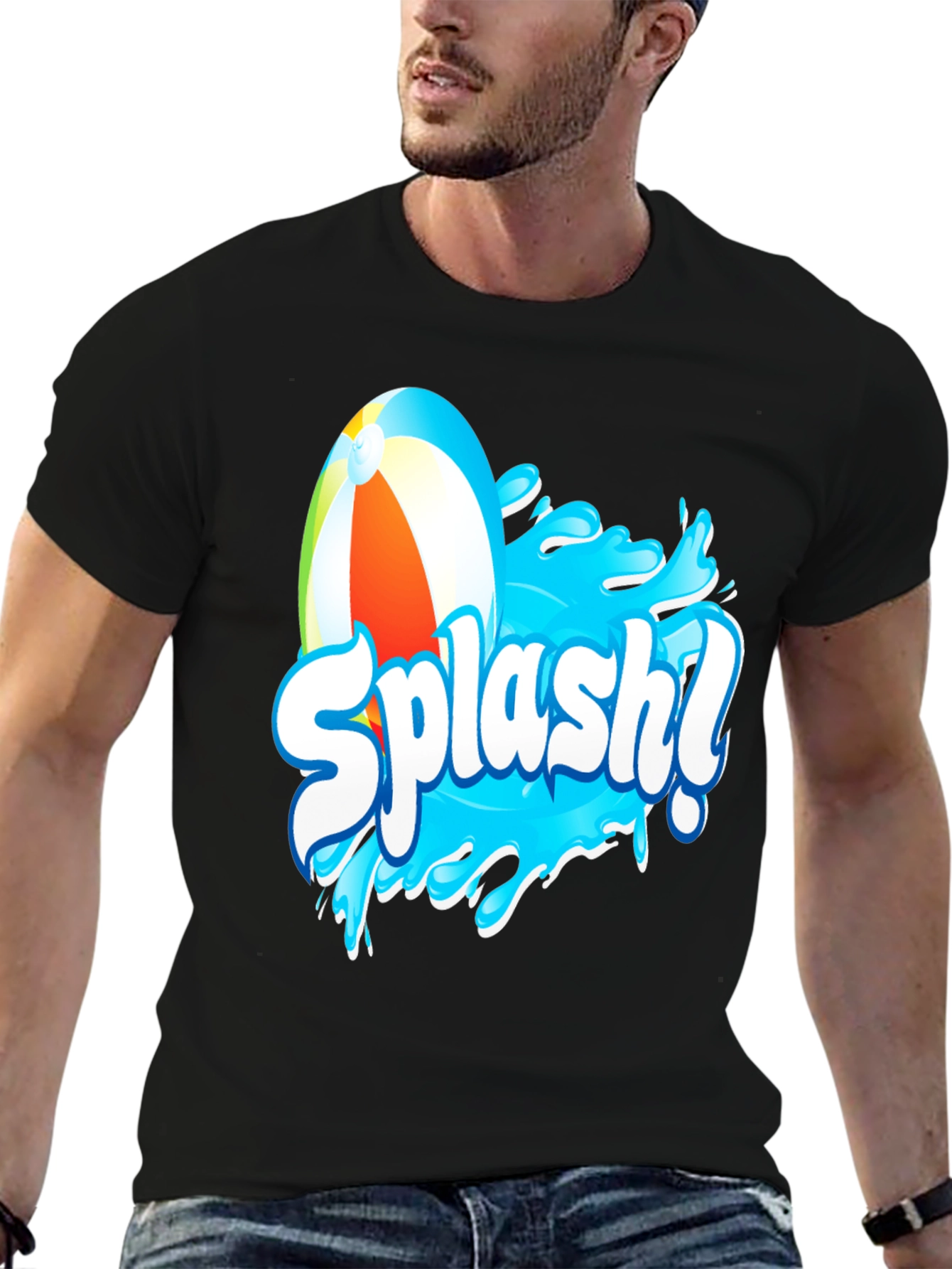 Black Splash! Graphic T-Shirt - Black Cotton Tee view 6