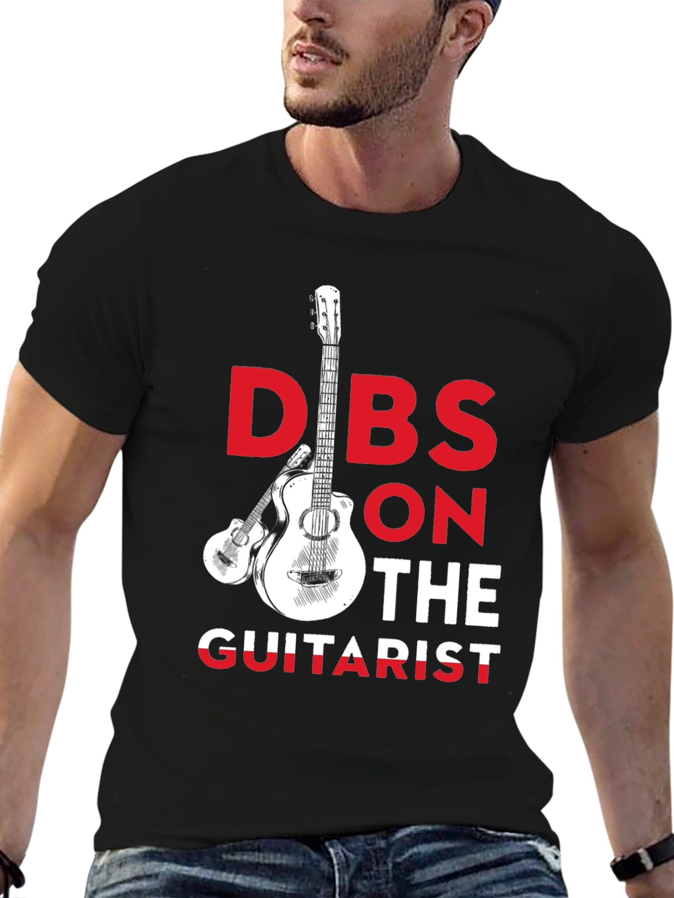Black Dibs on the Guitarist Graphic Tee - Music Lover T-Shirt view 6