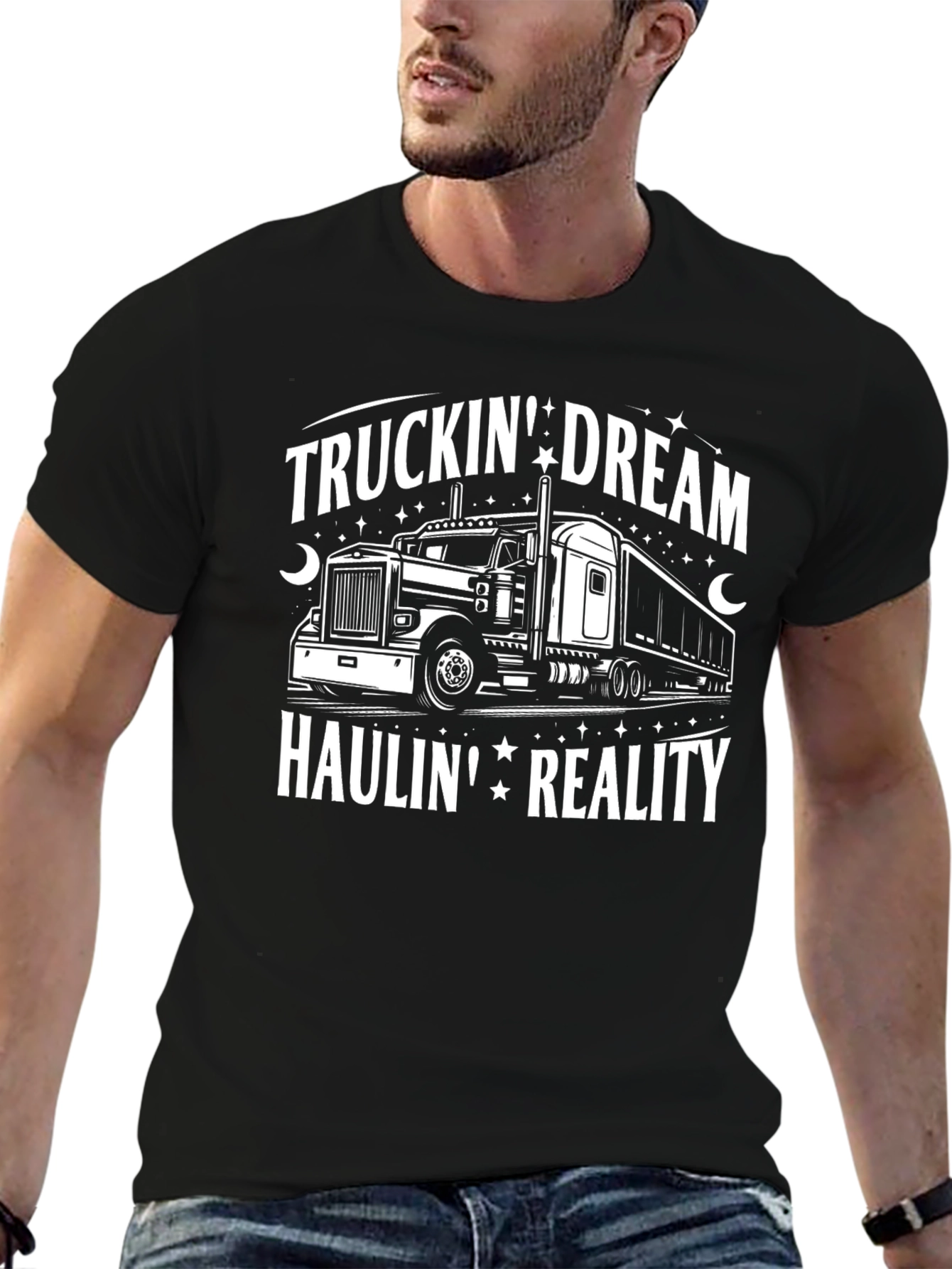 Black Truckin' Dream Haulin' Reality Graphic Tee view 6