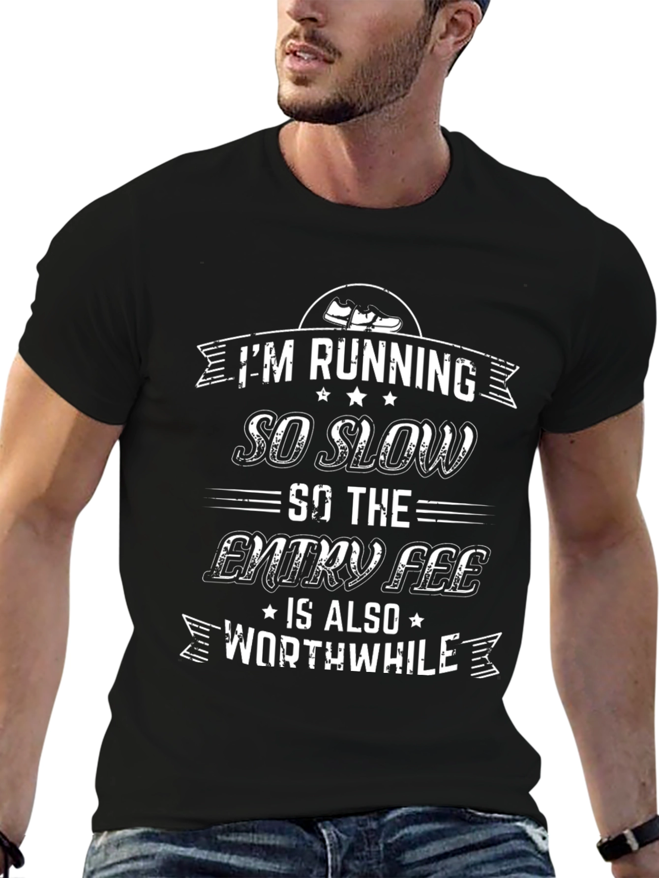 Black Funny Running T-Shirt - I'm Running So Slow view 6